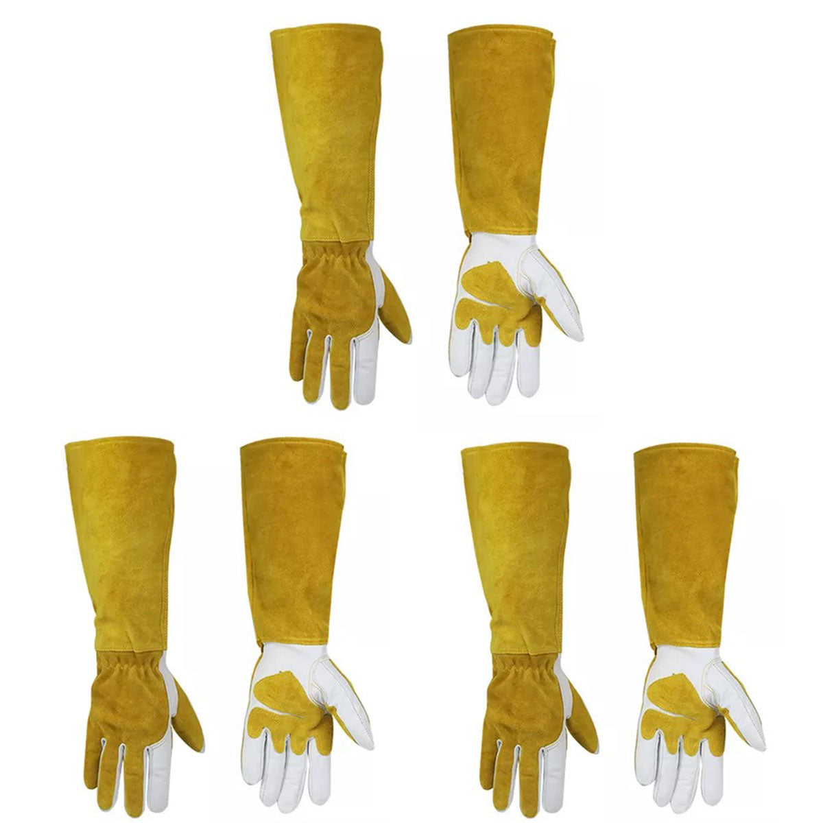 Long Leather Safety Work Gloves with Extended Cuff for Warehouse Maintenance