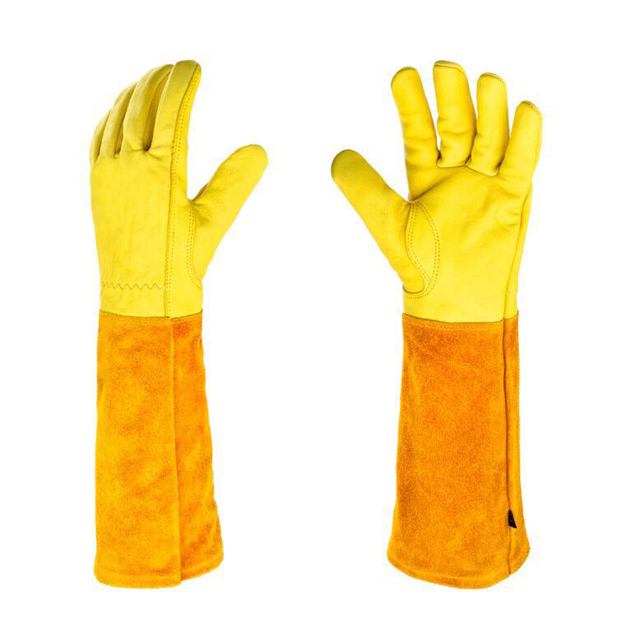 Cylindrical Cowhide Leather Work Gloves with Extended Cuff for Warehouse Maintenance