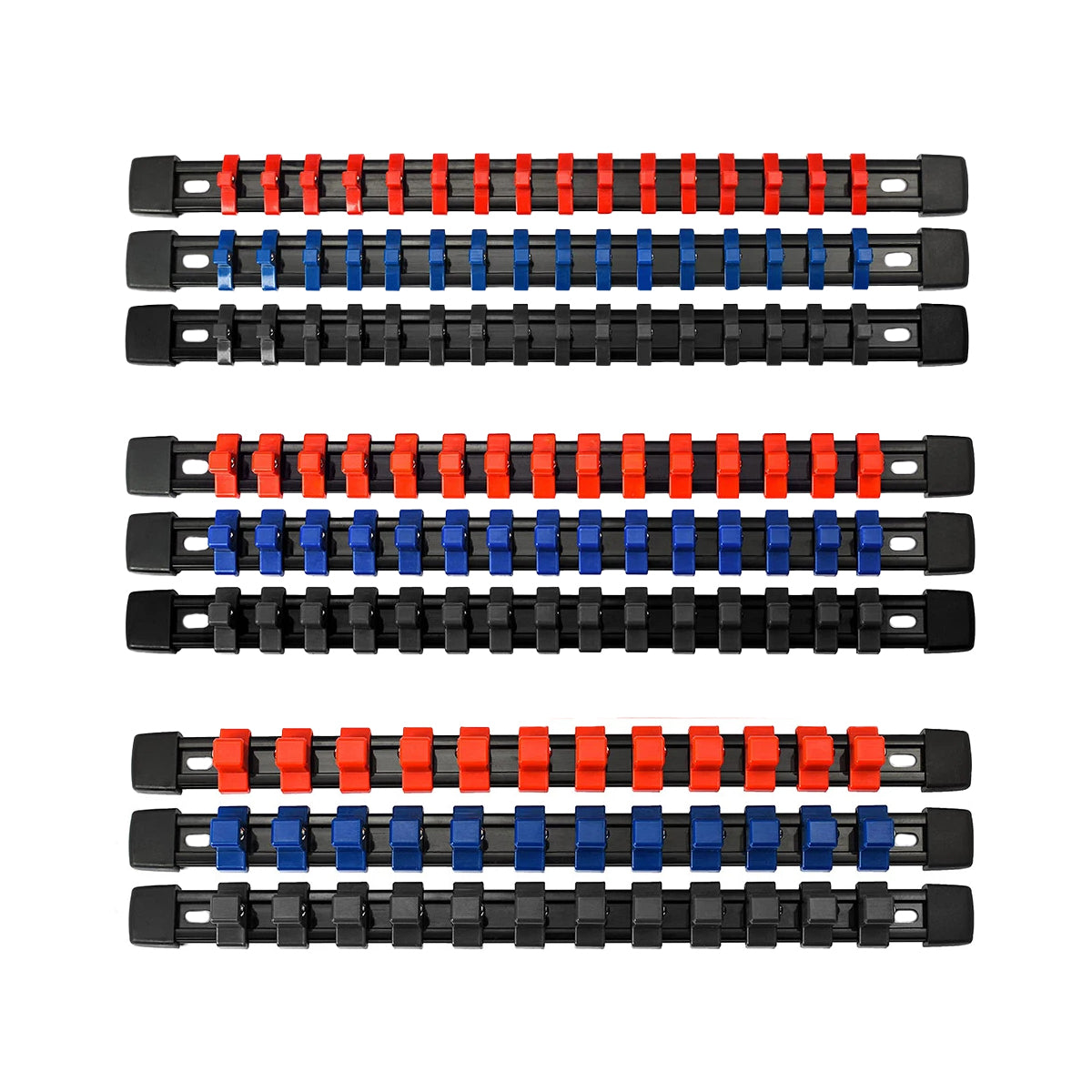 9PCS Socket Holder Rail Organizer 1/4 3/8 1/2 Inch Storage Rack