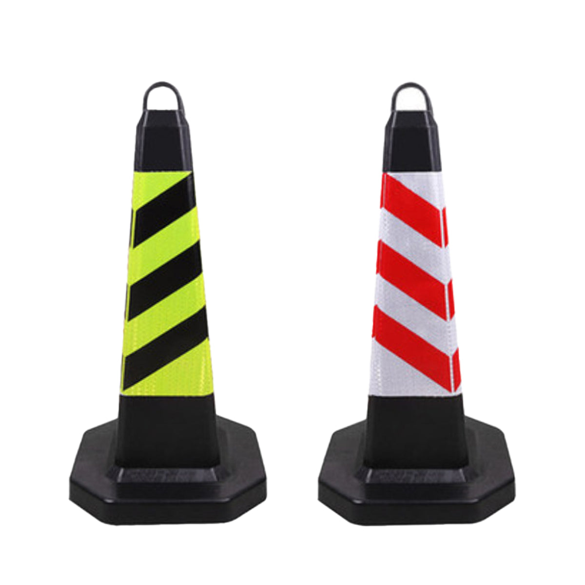 2PCS Rubber Traffic Safety Cones Flexible Reflective for Construction Sites
