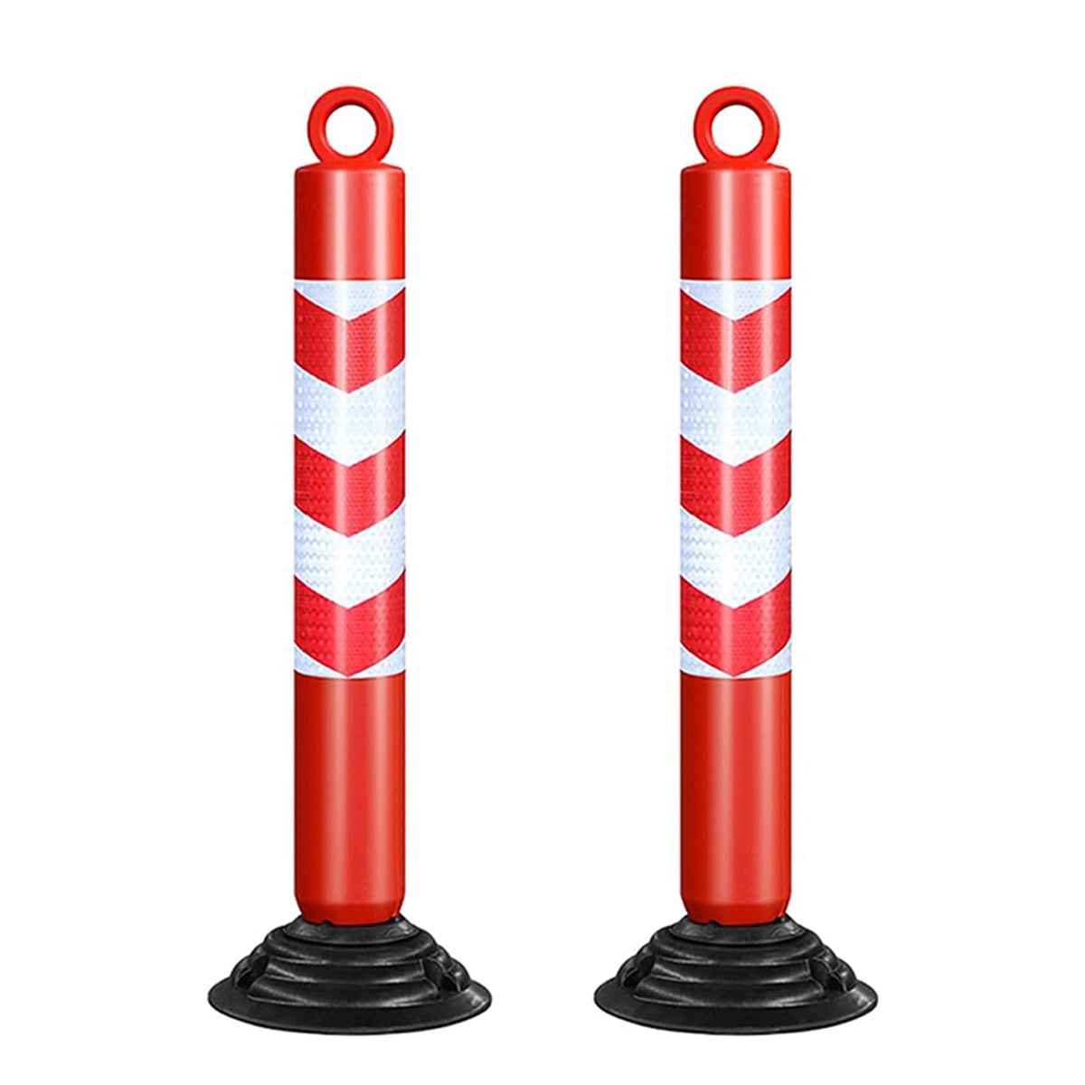 2PCS Reflective Warning Post with Detachable Rubber Base Safety Guide