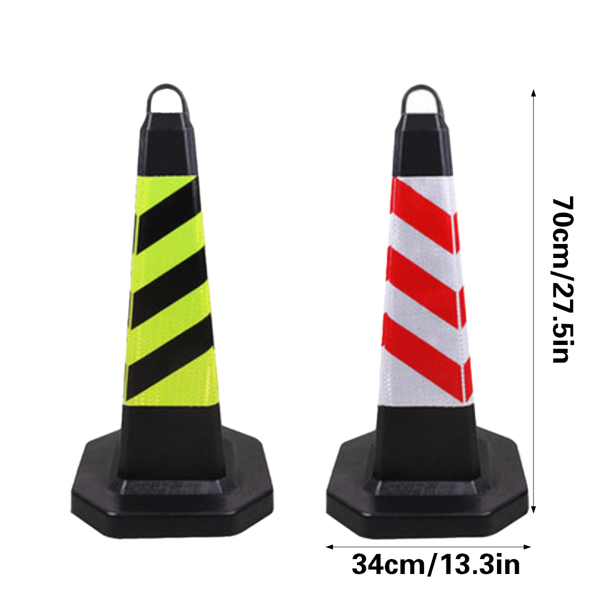 2PCS Rubber Traffic Safety Cones Flexible Reflective for Construction Sites