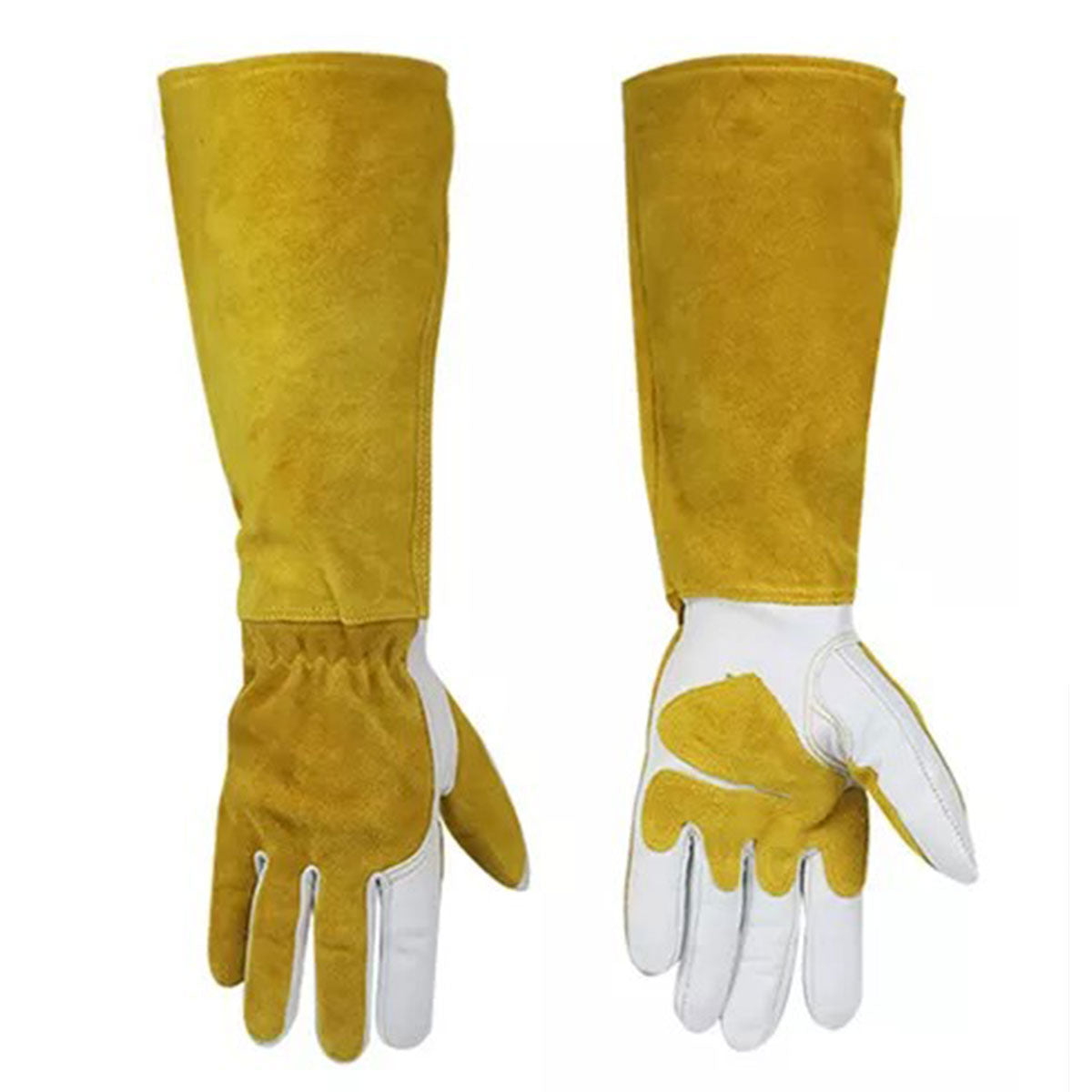 Long Leather Safety Work Gloves with Extended Cuff for Warehouse Maintenance