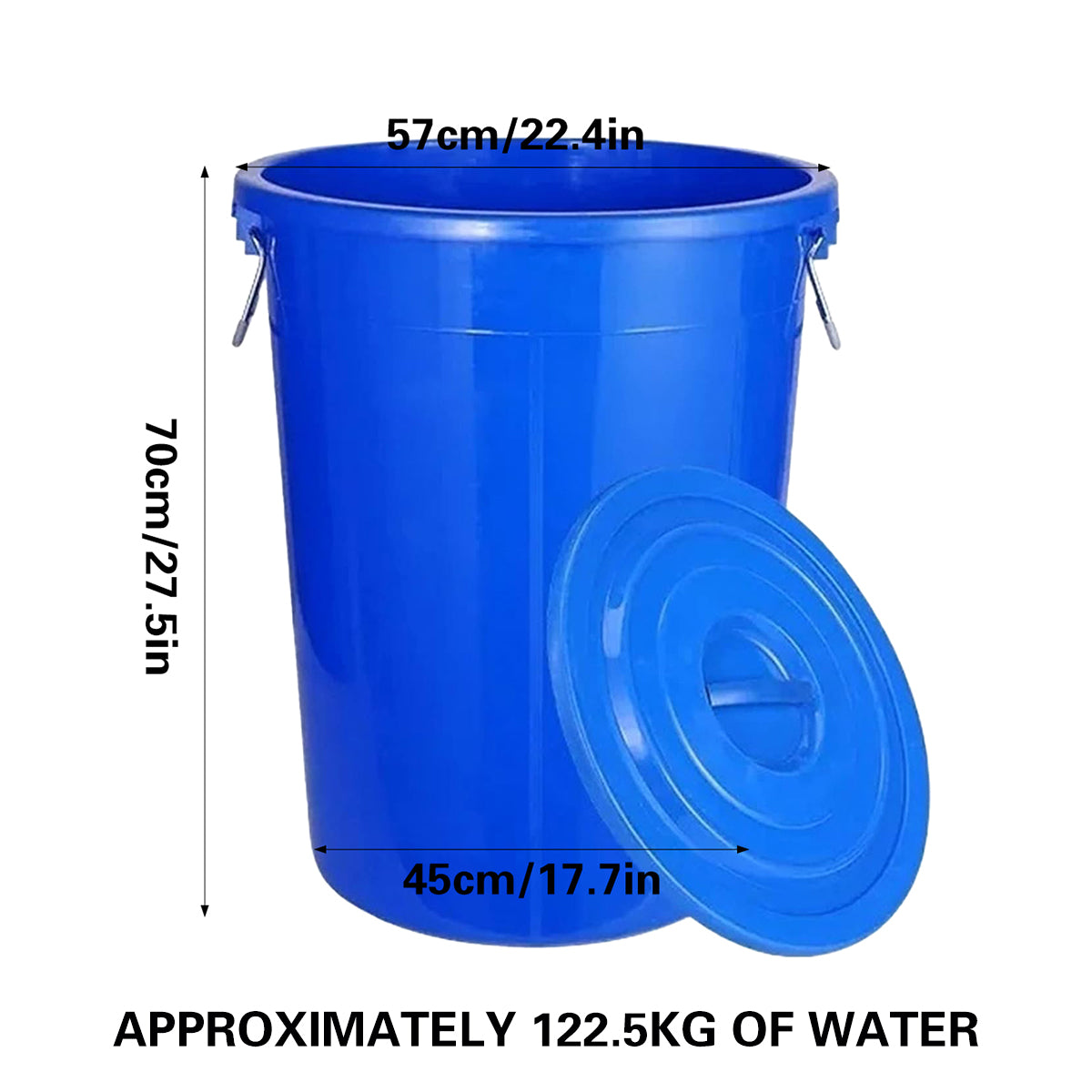 122.5L Round Plastic Bucket with Lid Heavy Duty