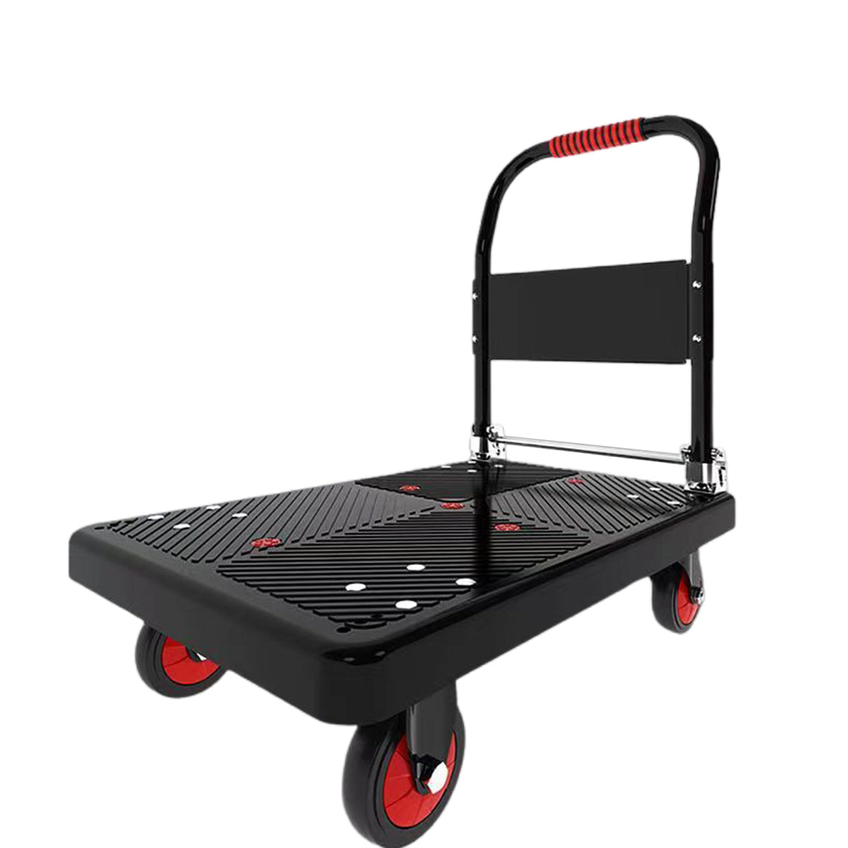 Folding Handle Flatbed Cart Heavy-Duty 275kg Capacity for Warehouse