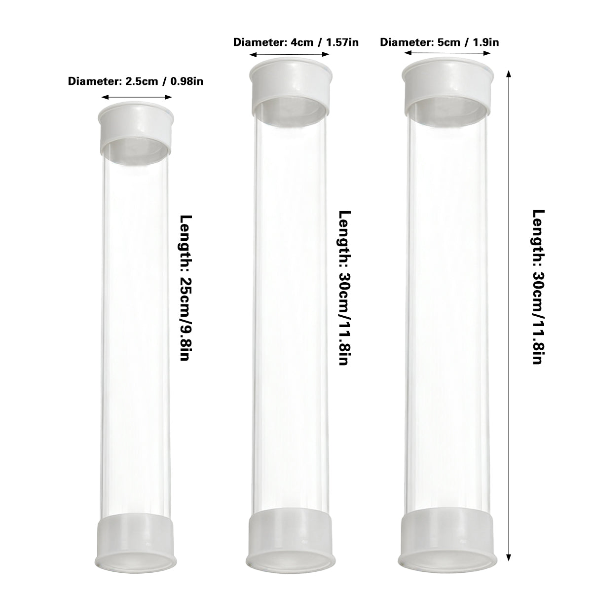 Transparent PC Packaging Tube with Lid Plastic Storage Tube 20PCS
