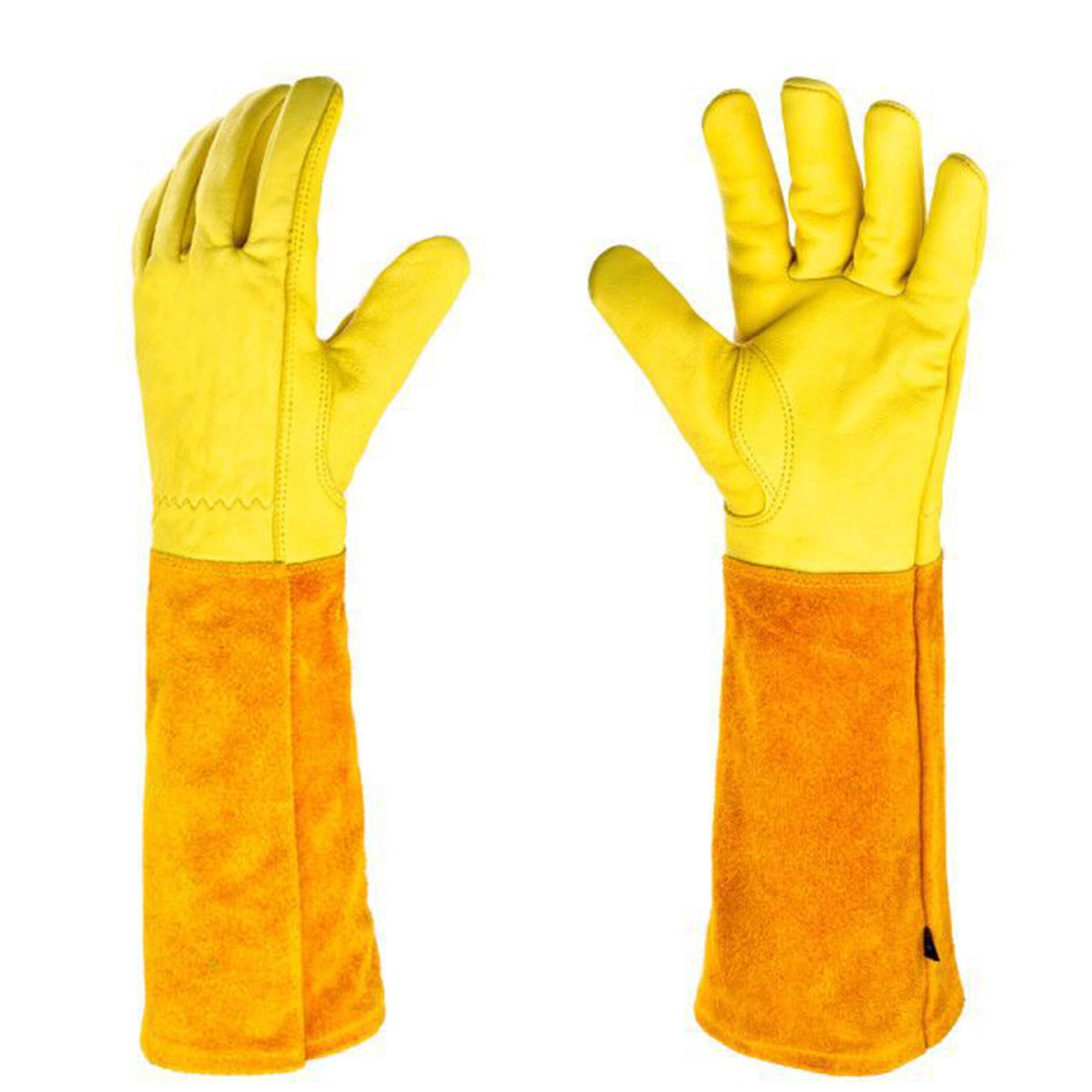 Cylindrical Cowhide Leather Work Gloves with Extended Cuff for Warehouse Maintenance