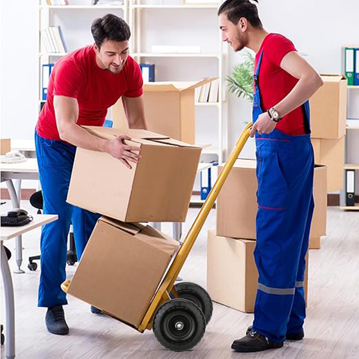 2PCS PU Foam Flat Free Tires 4.10/3.50-4 for Tool Cart Wagon