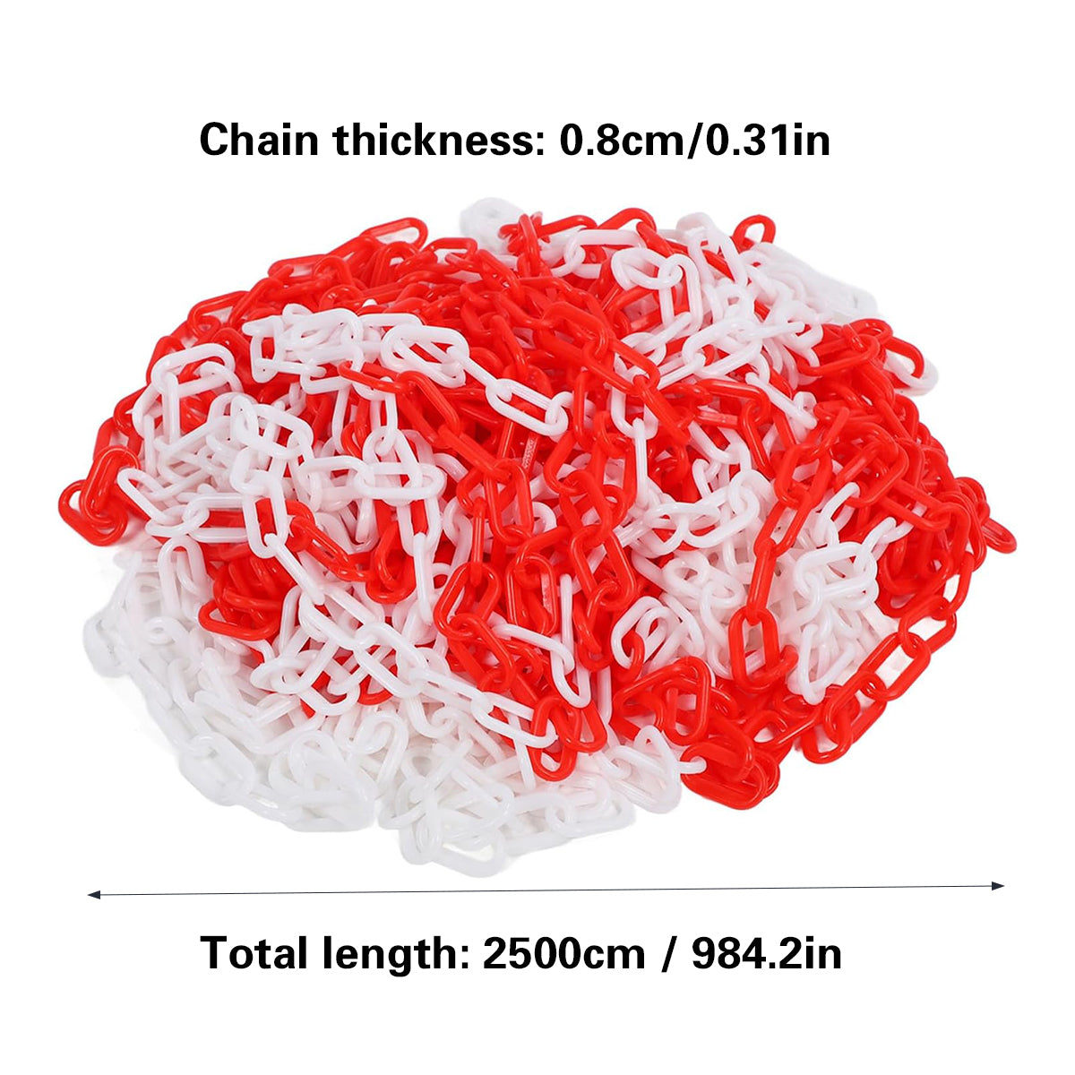 Plastic Warning Barrier Chain 25m Red White Durable Safety Control