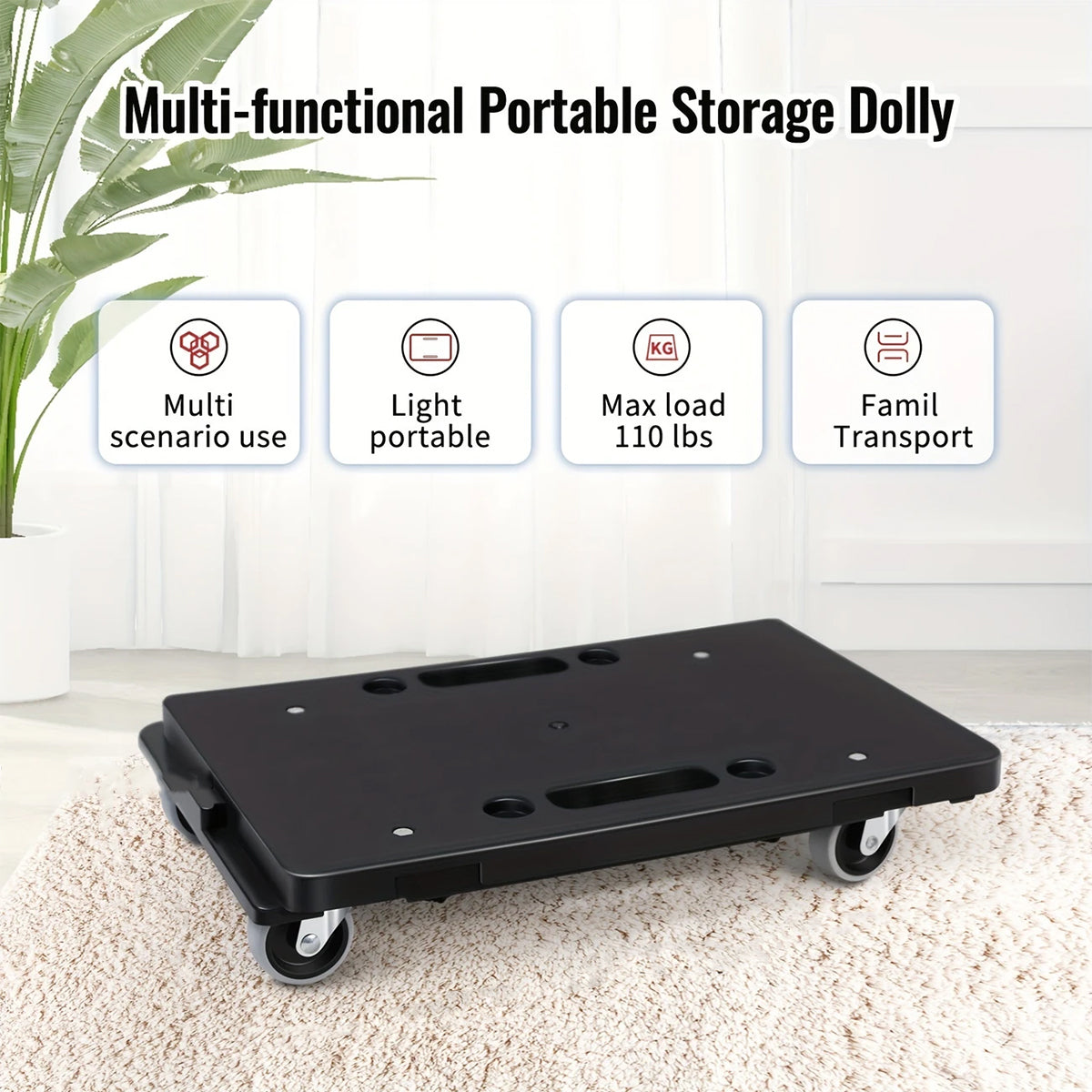 Heavy Duty Rolling Utility Cart Silent Portable Trolley for Warehouse Use
