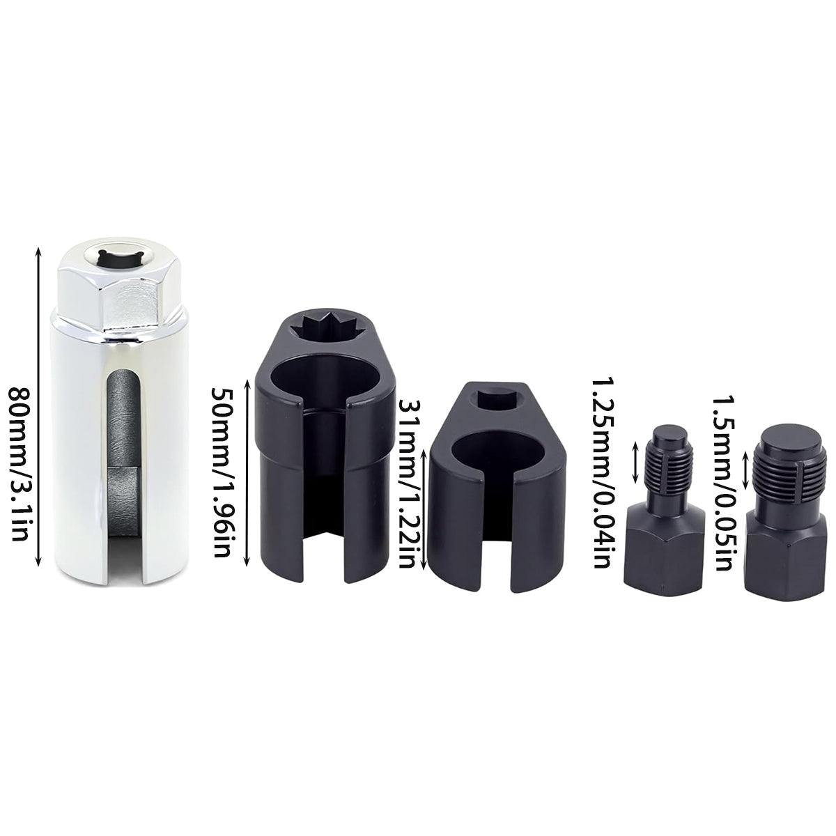 5-Piece Oxygen Sensor Socket Set for Automotive Emission System Service