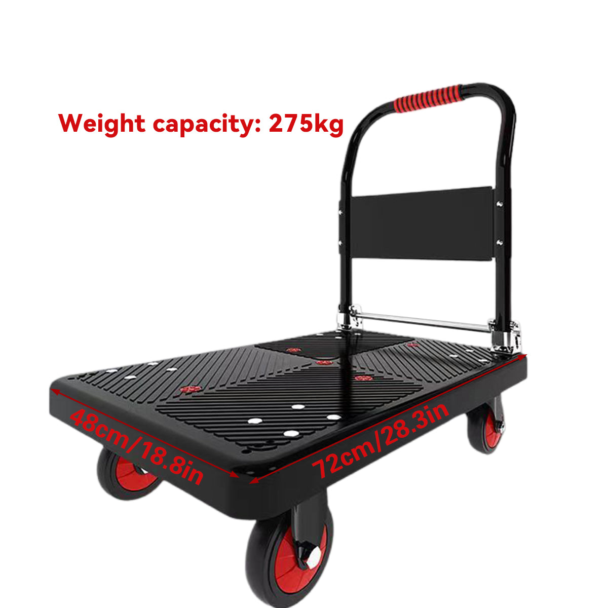 Folding Handle Flatbed Cart Heavy-Duty 275kg Capacity for Warehouse