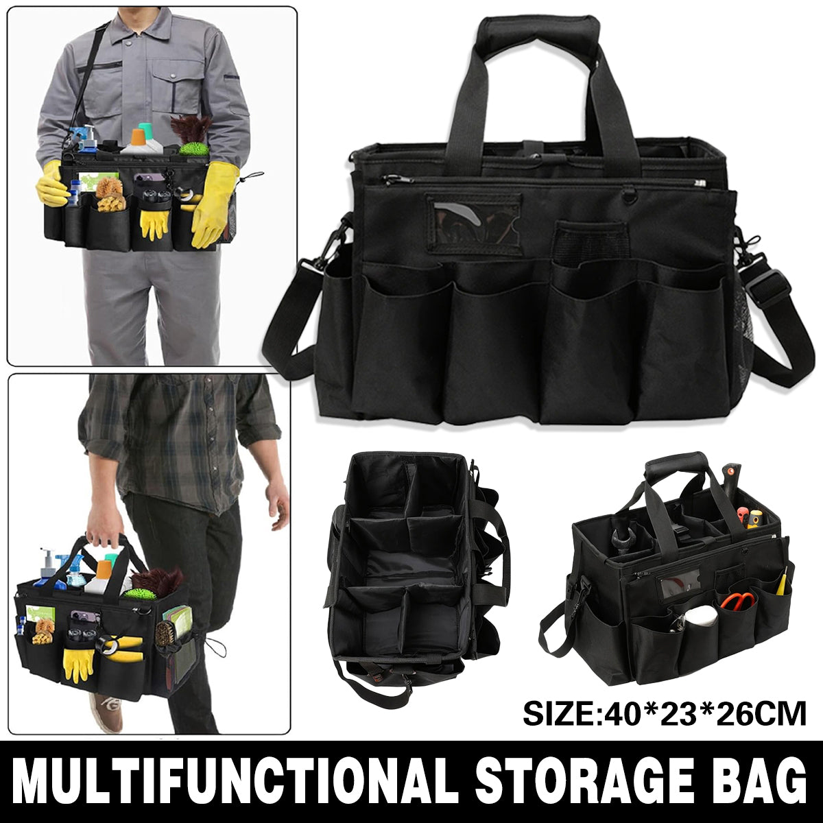 Large Capacity Cleaning Tool Storage Bag Oxford Cloth Organizer for Warehouse Use
