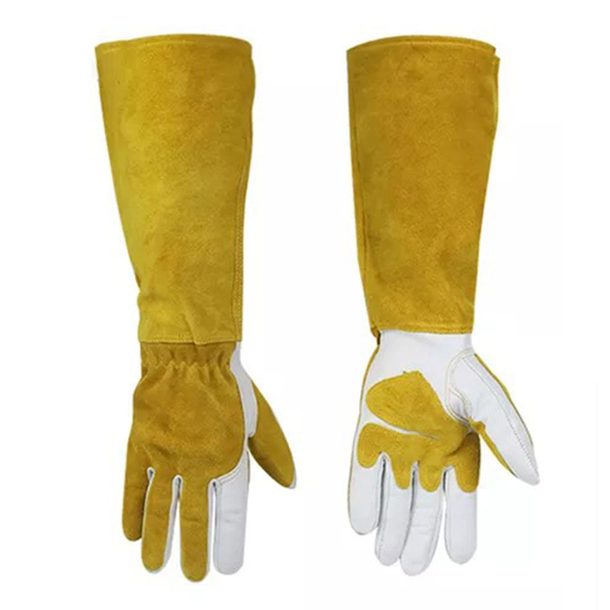 Long Leather Safety Work Gloves with Extended Cuff for Warehouse Maintenance