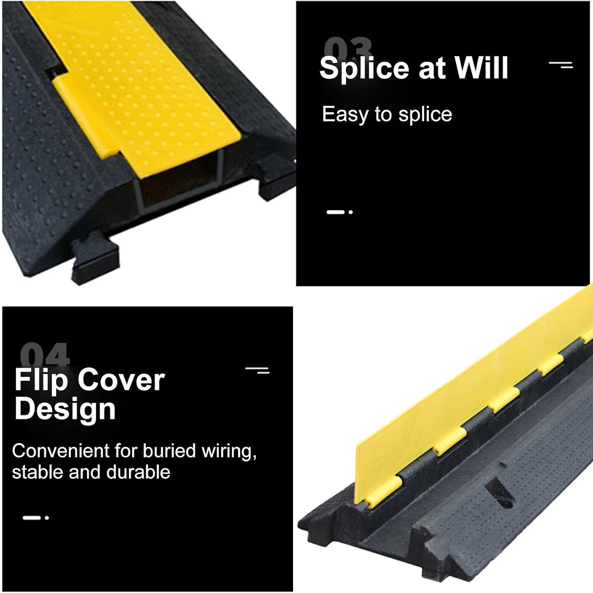 Slotted Rubber Speed Bump with Flip Cover Reflective Modular Design