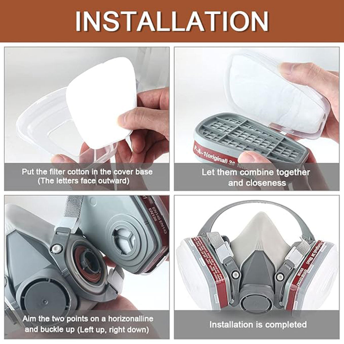 6200 Protective Respirator Face Mask Set with Dual Filters 8PCS
