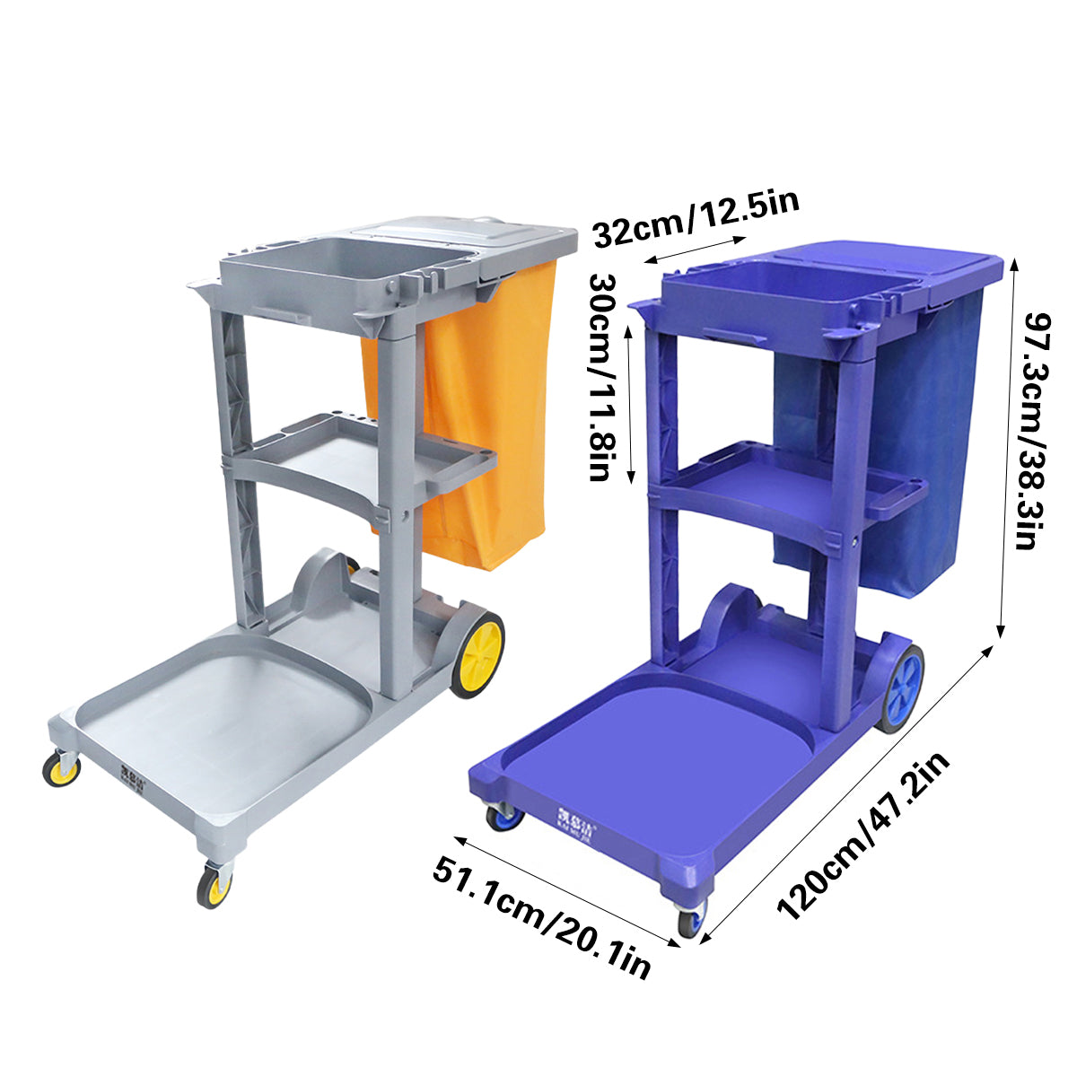 Multi-Functional Cleaning Trolley Cart with Wheels Storage Bag