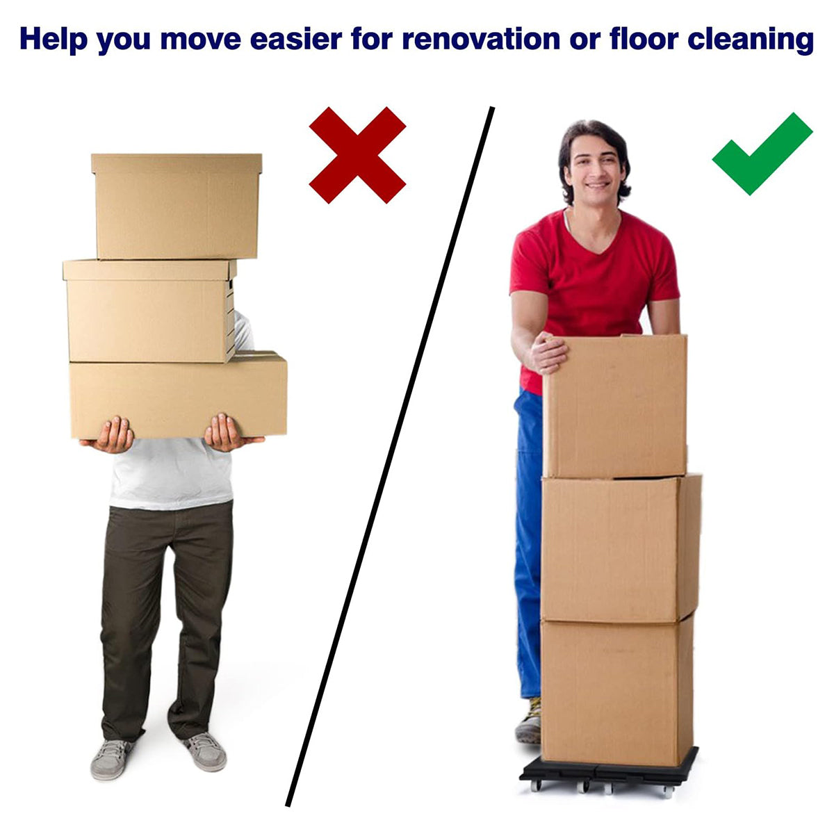 Heavy Duty Rolling Utility Cart Silent Portable Trolley for Warehouse Use