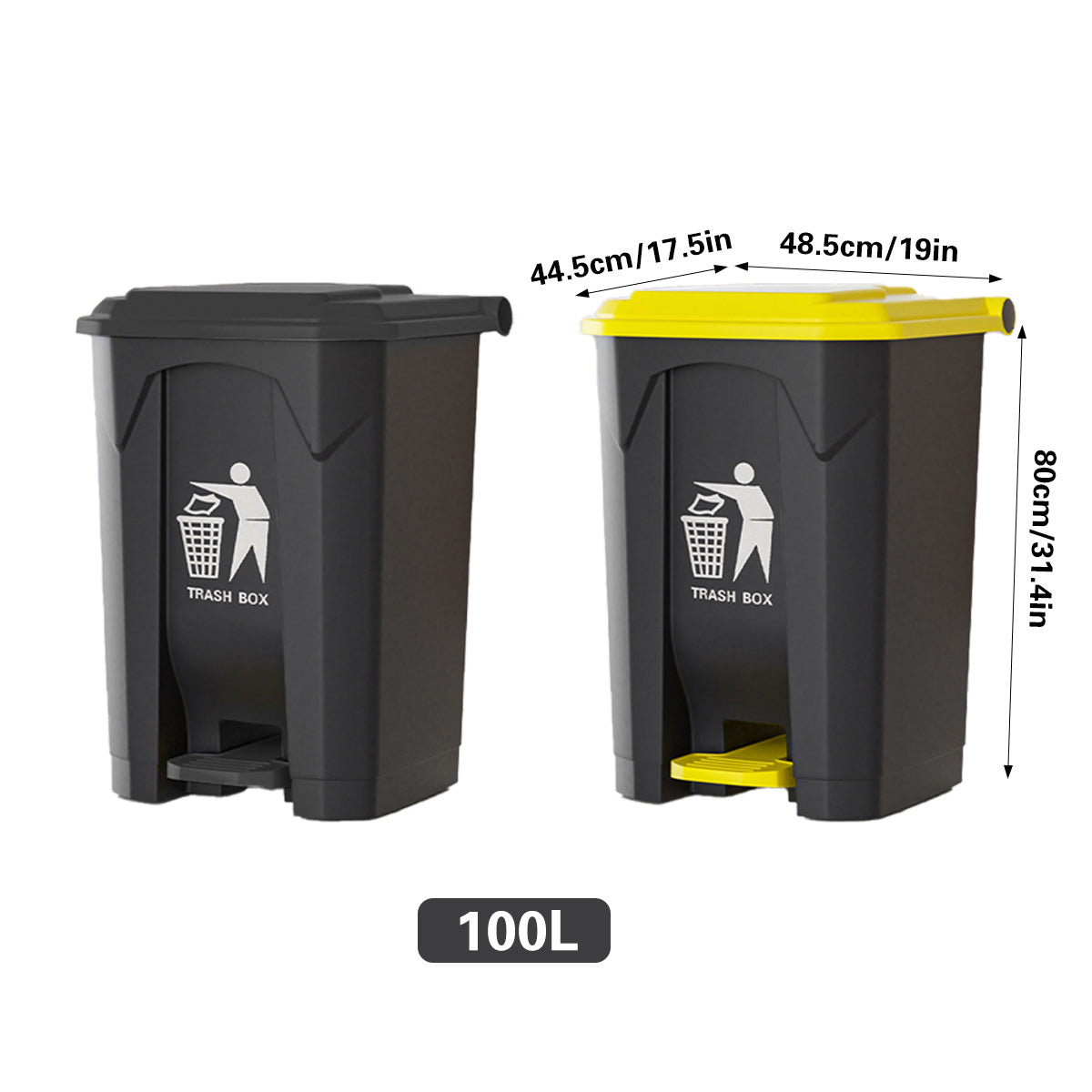 100L Pedal Trash Can with Lid Large Capacity Durable