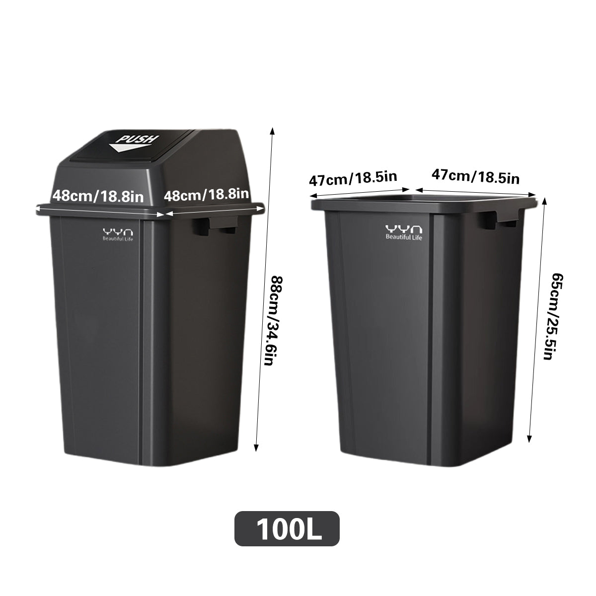 100L Outdoor Garbage Bin Large Capacity Durable Plastic Trash Can