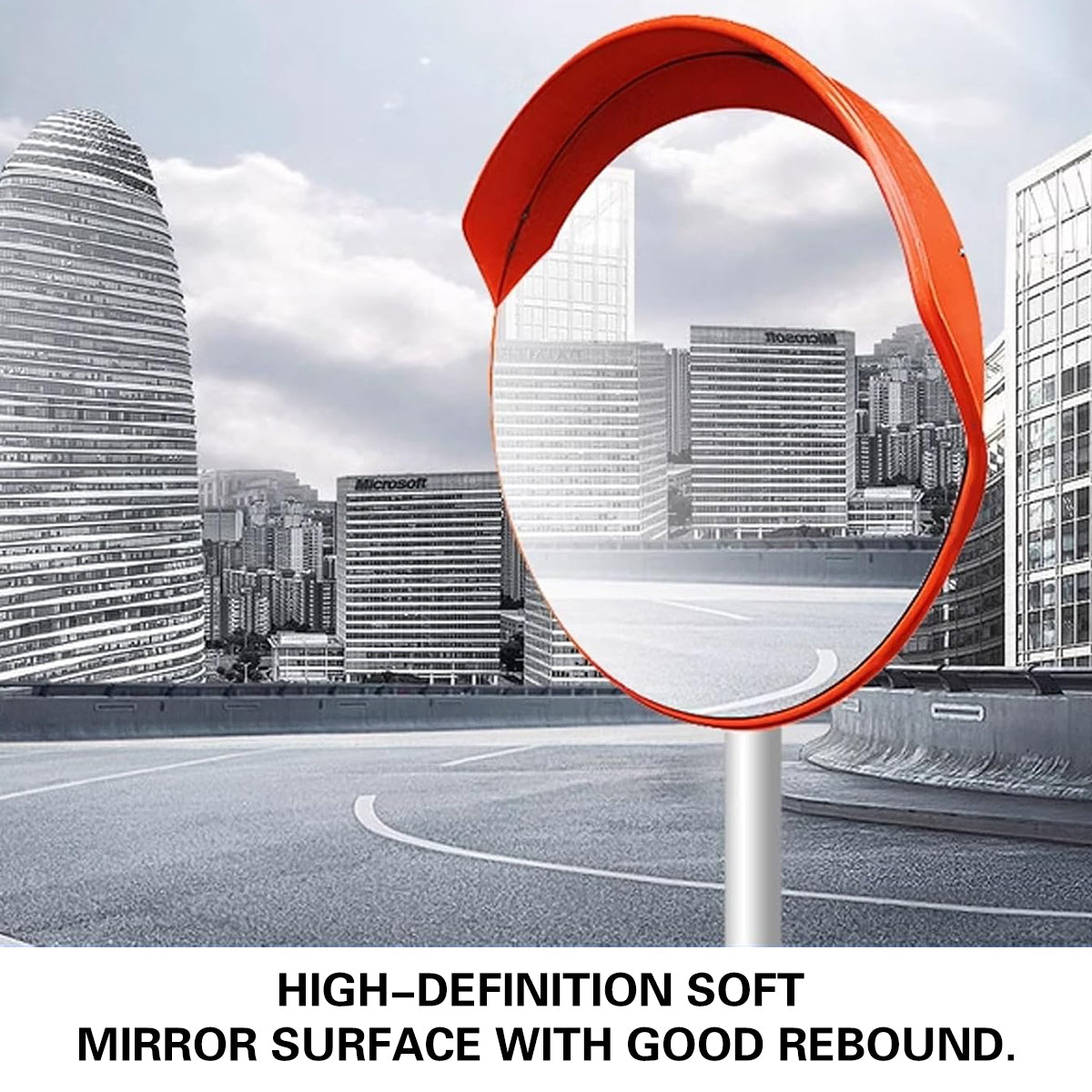 60cm Road Traffic Safety Convex Mirror Wide-Angle Red Frame