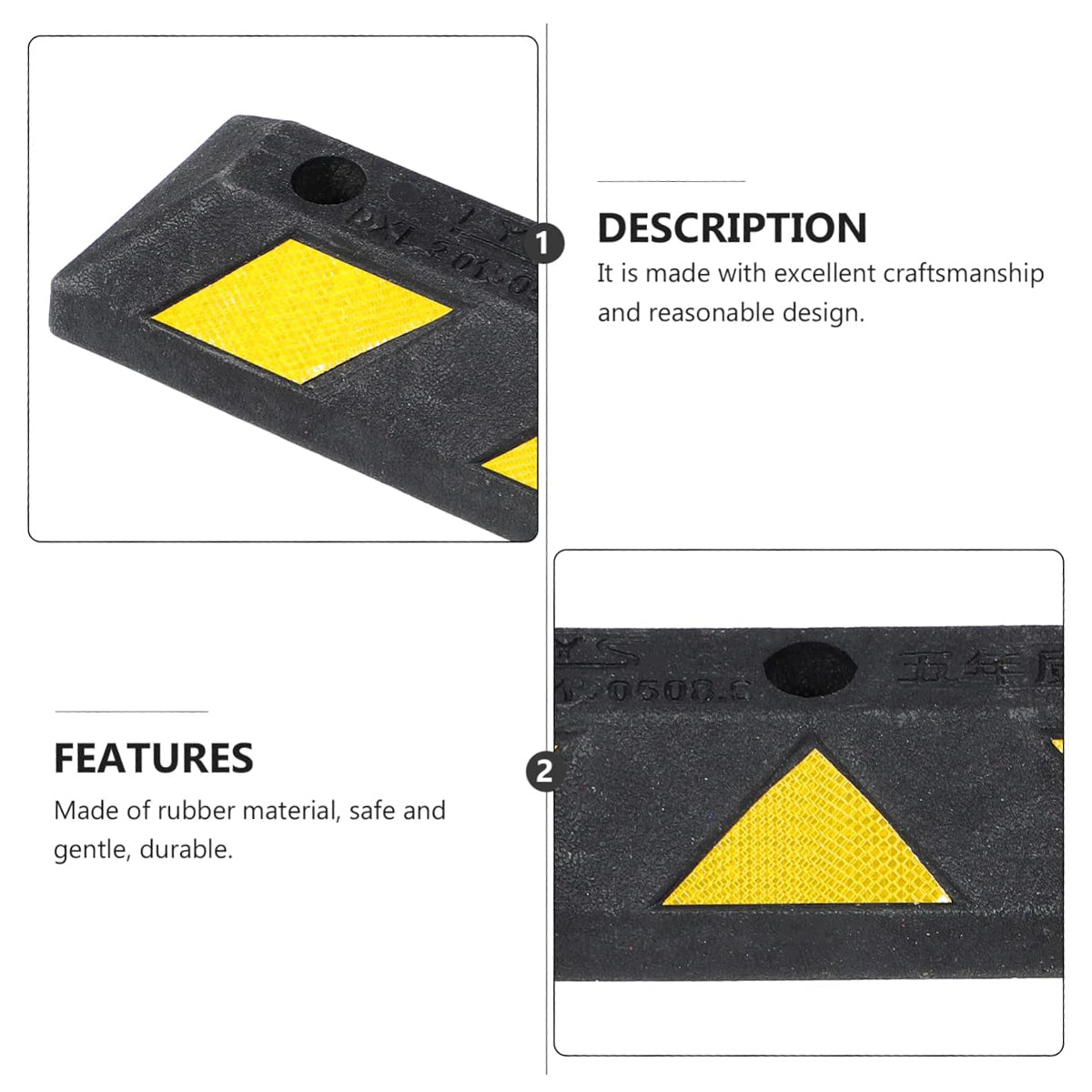 2PCS Rubber Parking Wheel Stop Heavy Duty Reflective Curb