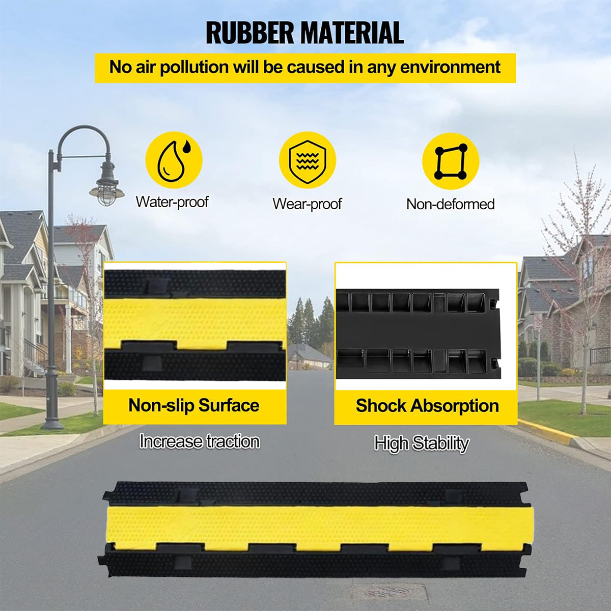 Slotted Rubber Speed Bump with Flip Cover Reflective Modular Design