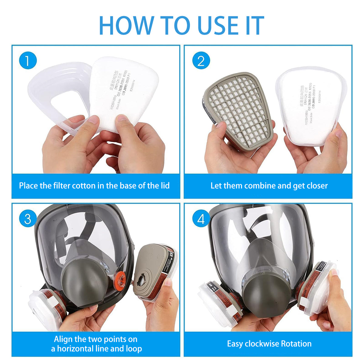 6800 Full Face Respirator Mask with Dual Filters for Painting Sanding