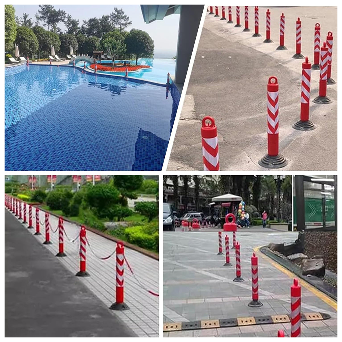 2PCS Reflective Warning Post with Detachable Rubber Base Safety Guide