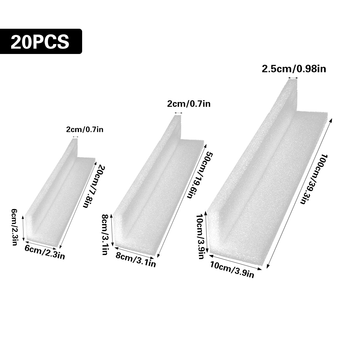 EPE Pearl Cotton L-Shaped Corner Protectors 20PCS for Furniture Cartons