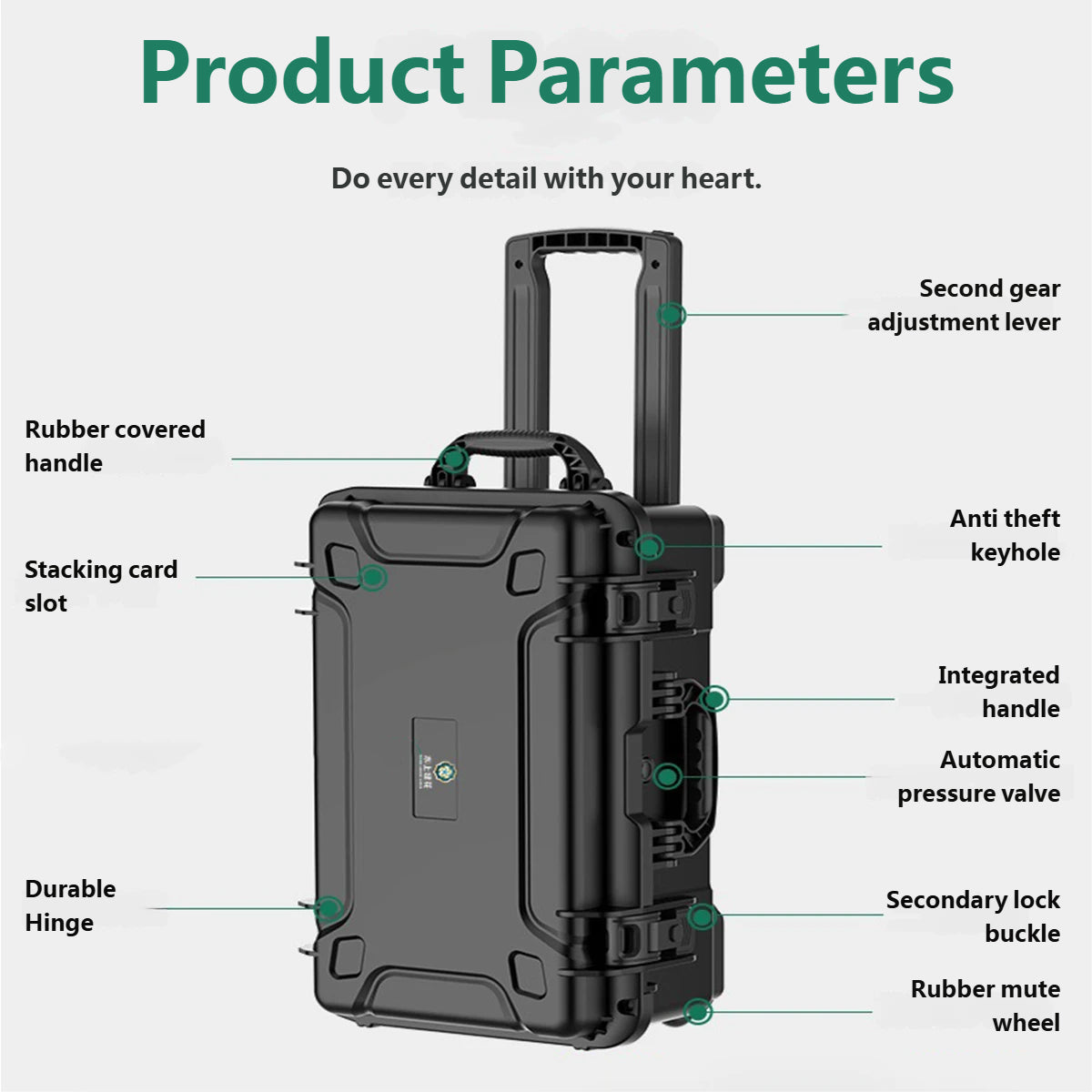 Large Rolling Tool Box Plastic Trolley Case with Wheels Portable