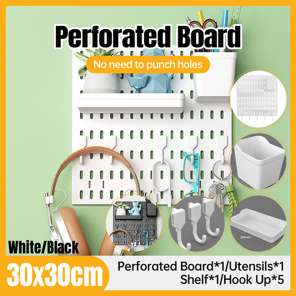 Wall Mounted Storage Rack No Drill Organizer for Home and Office