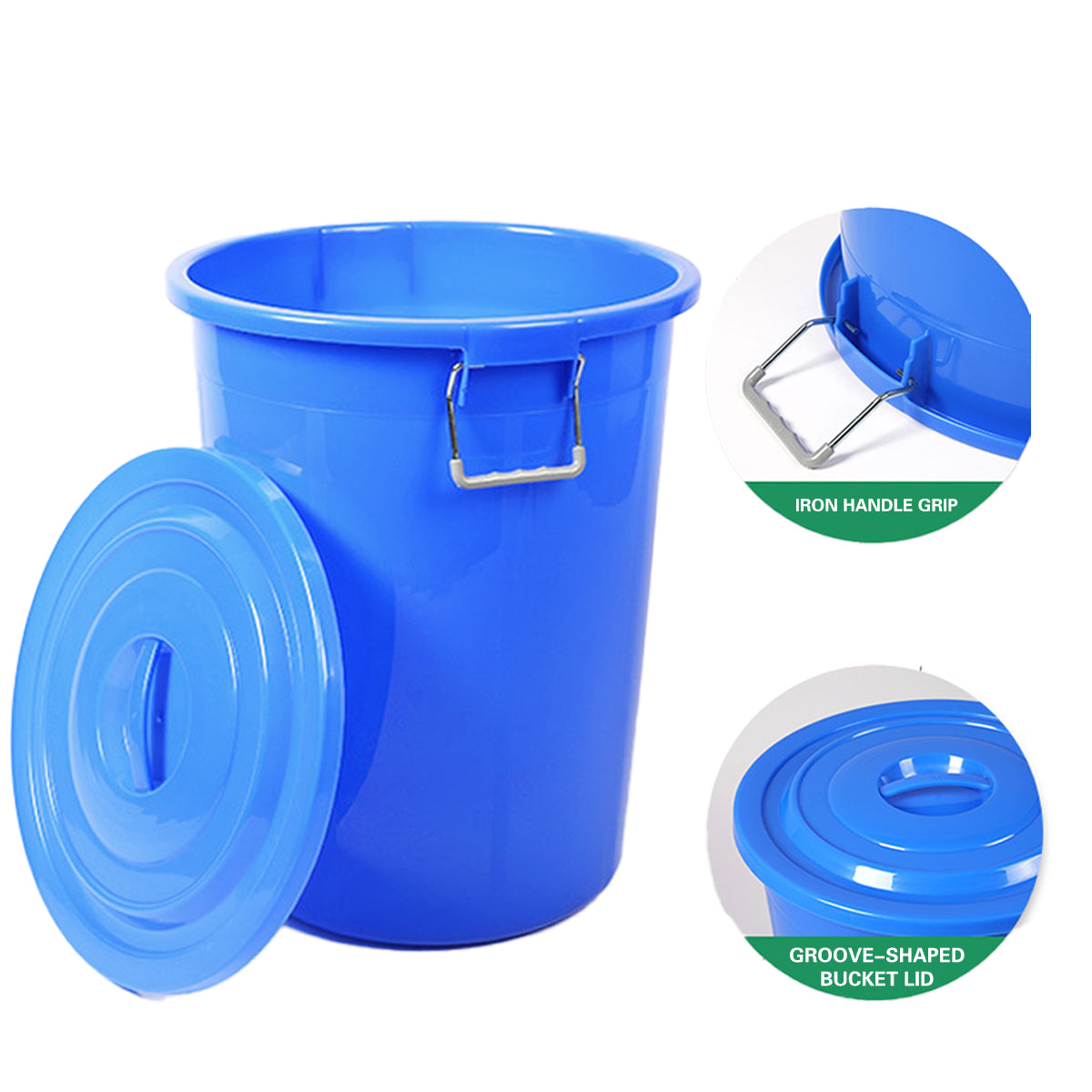 122.5L Round Plastic Bucket with Lid Heavy Duty