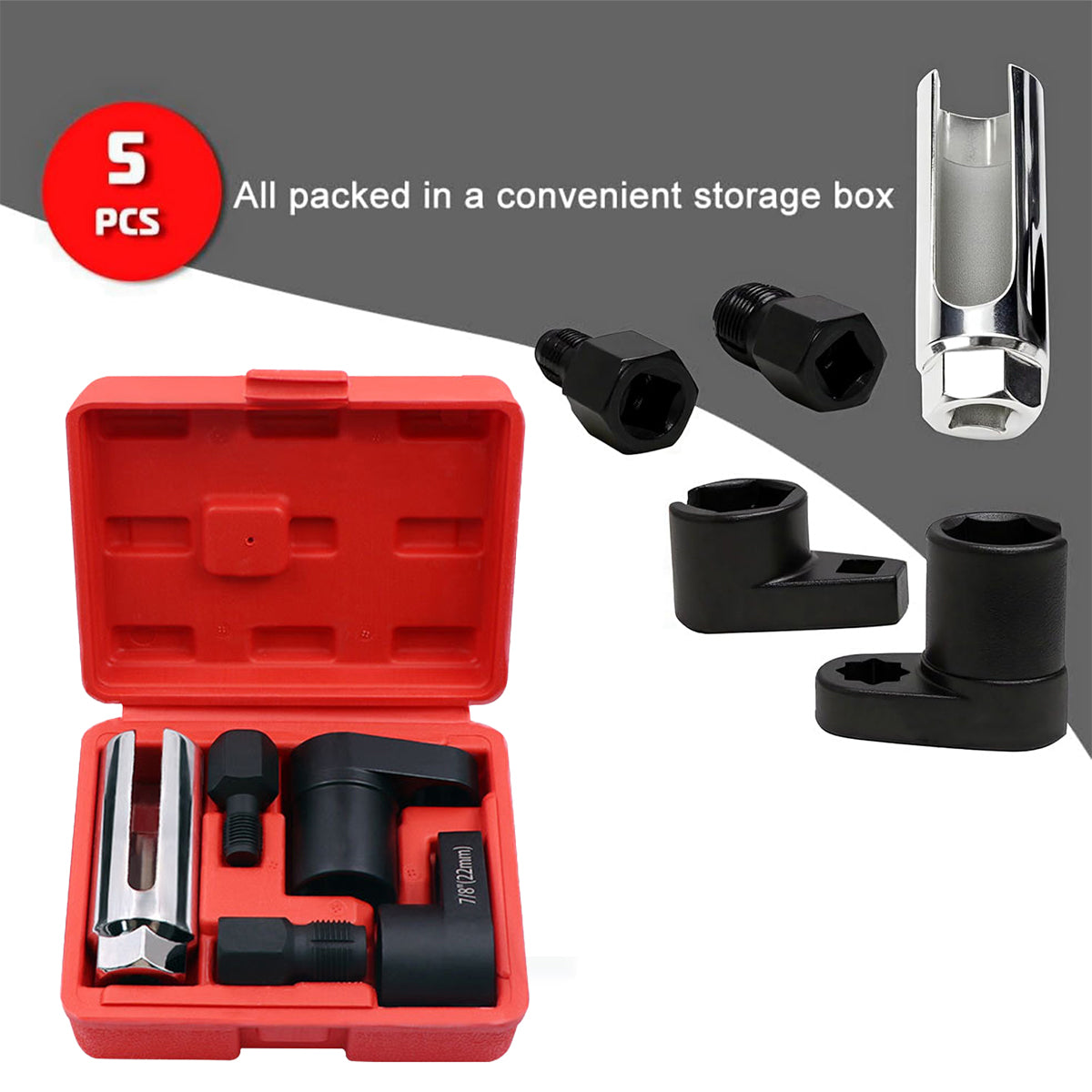 5-Piece Oxygen Sensor Socket Set for Automotive Emission System Service