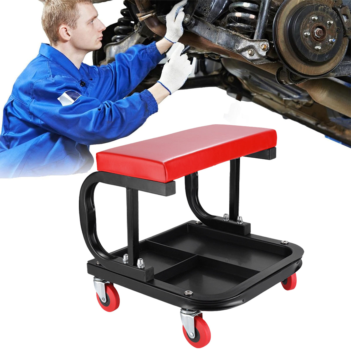 Multifunctional Car Repair Stool with 360 degree Swivel Wheels