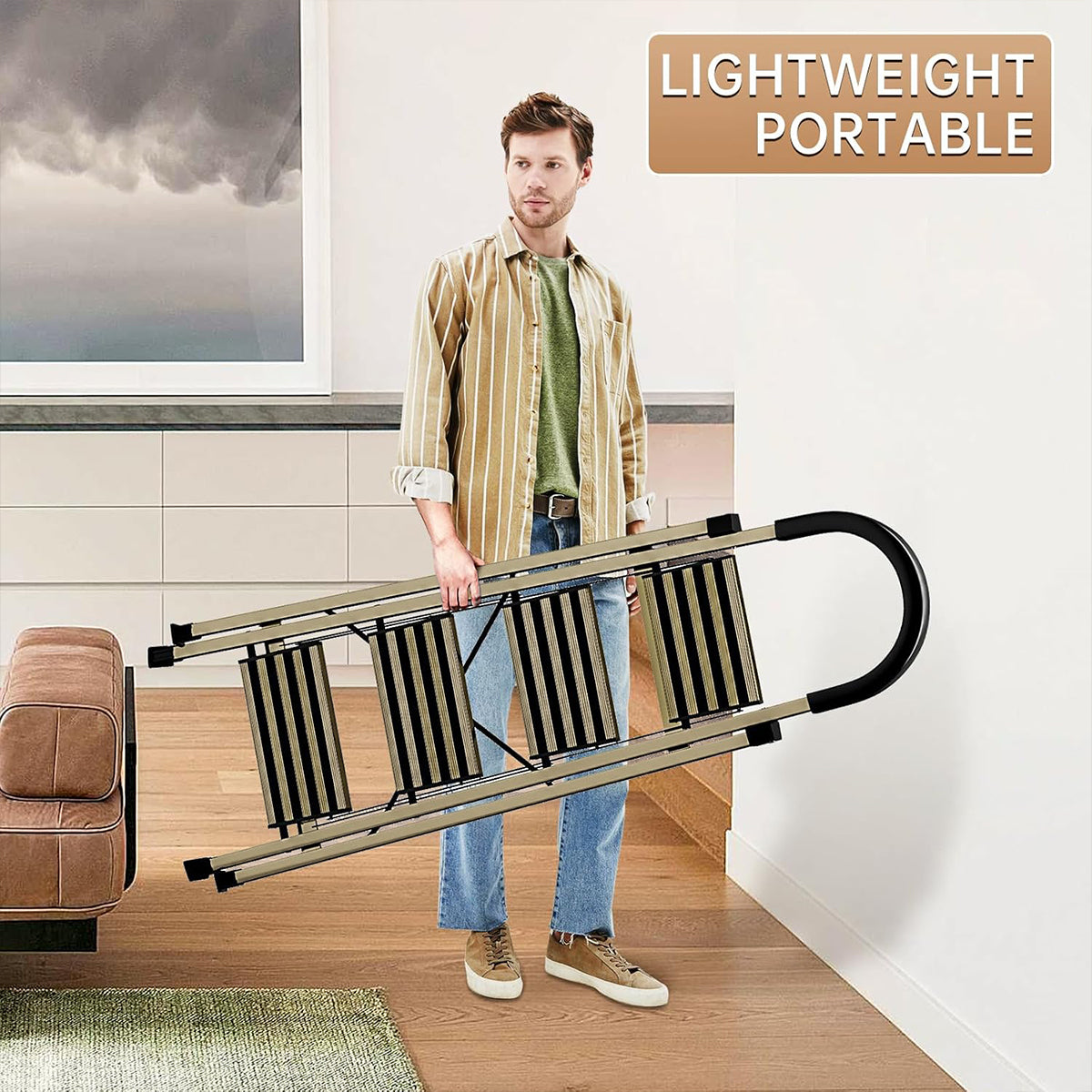4 Step Folding Ladder Anti-Slip 150KG Load Capacity Space Saving