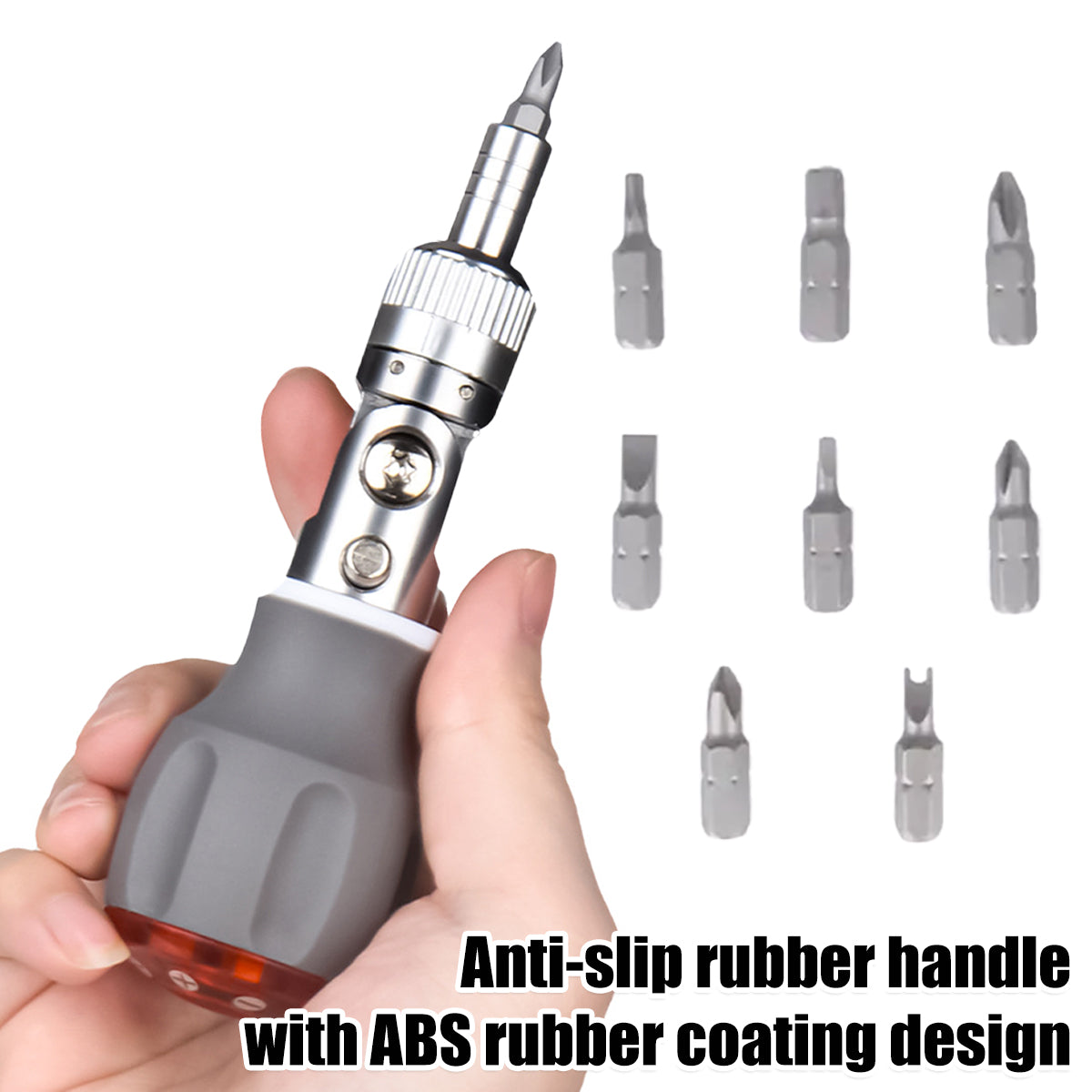 8-in-1 Multi-Angle Ratchet Screwdriver with CR-V Steel Bits