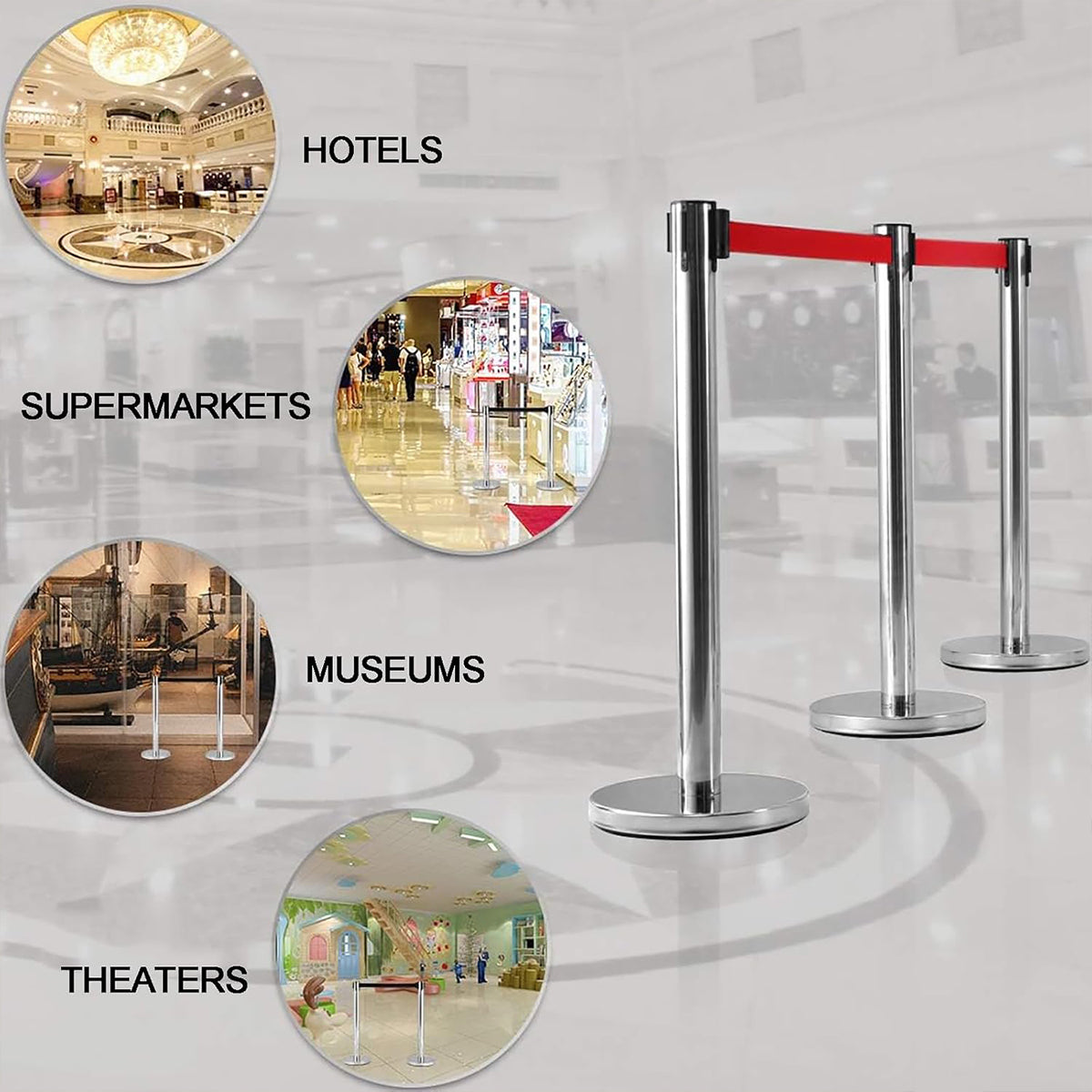 2M Retractable Isolation Barrier Belt Post Anti-Slip Waterproof