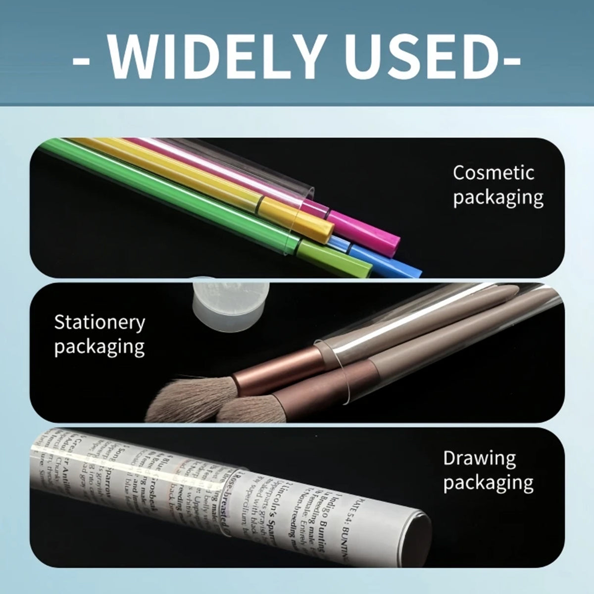 Transparent PC Packaging Tube with Lid Plastic Storage Tube 20PCS