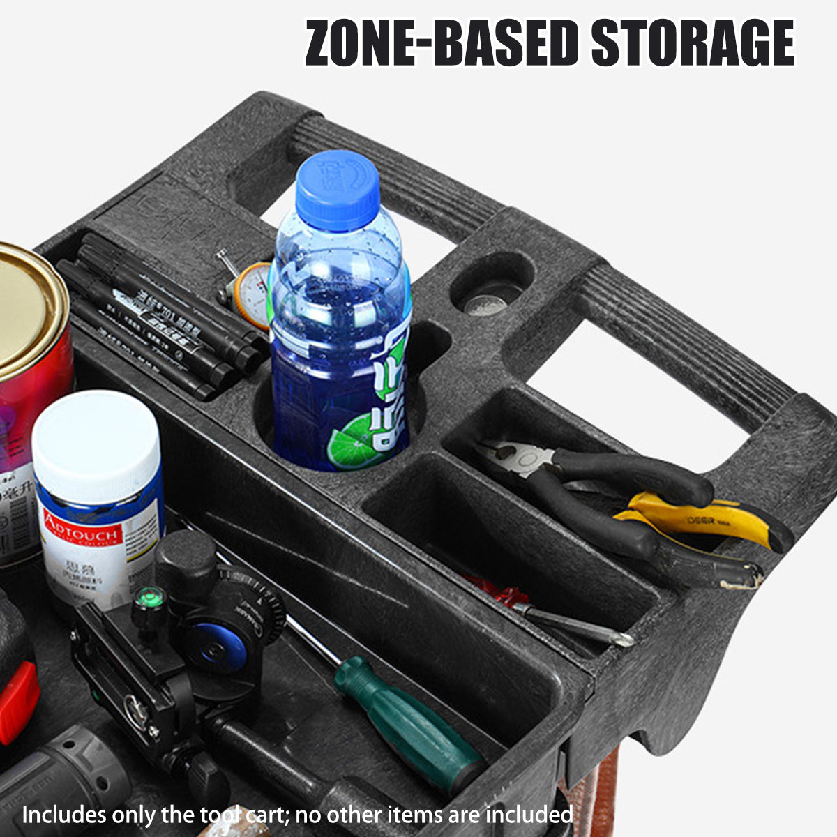 2 Tier Rolling Tool Cart Storage Organizer for Warehouse Workshop