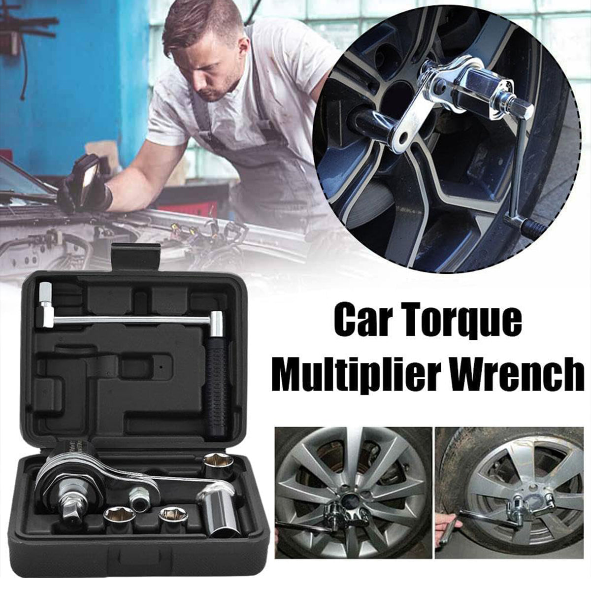 Car Tire Labor-Saving Wrench Set with Torque Multiplier for Emergency Use