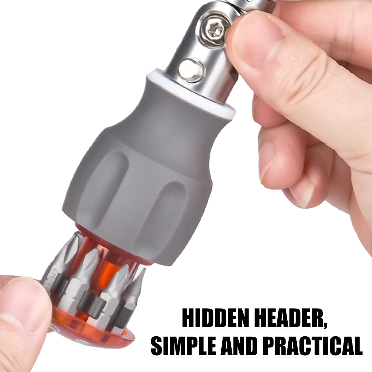8-in-1 Multi-Angle Ratchet Screwdriver with CR-V Steel Bits