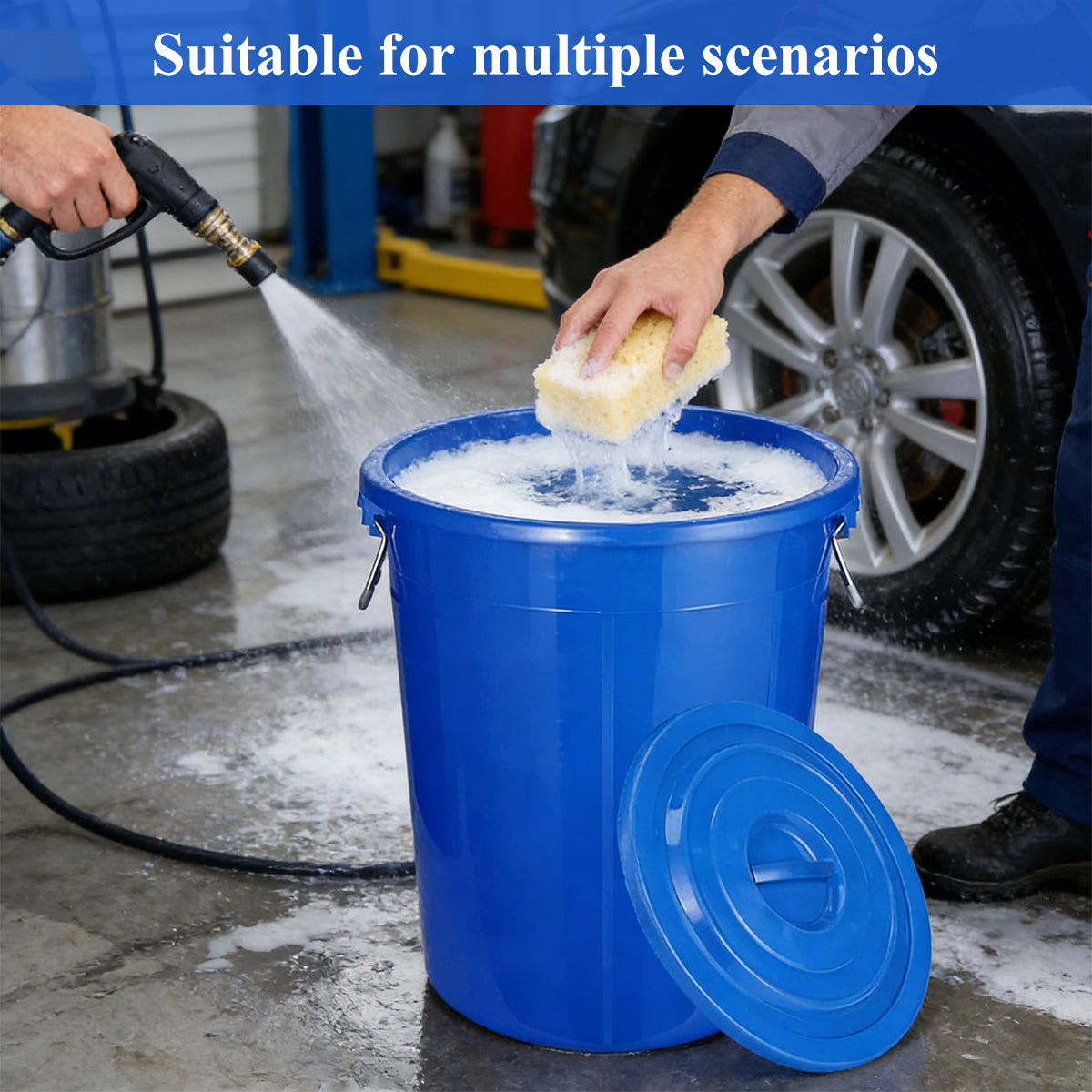 122.5L Round Plastic Bucket with Lid Heavy Duty