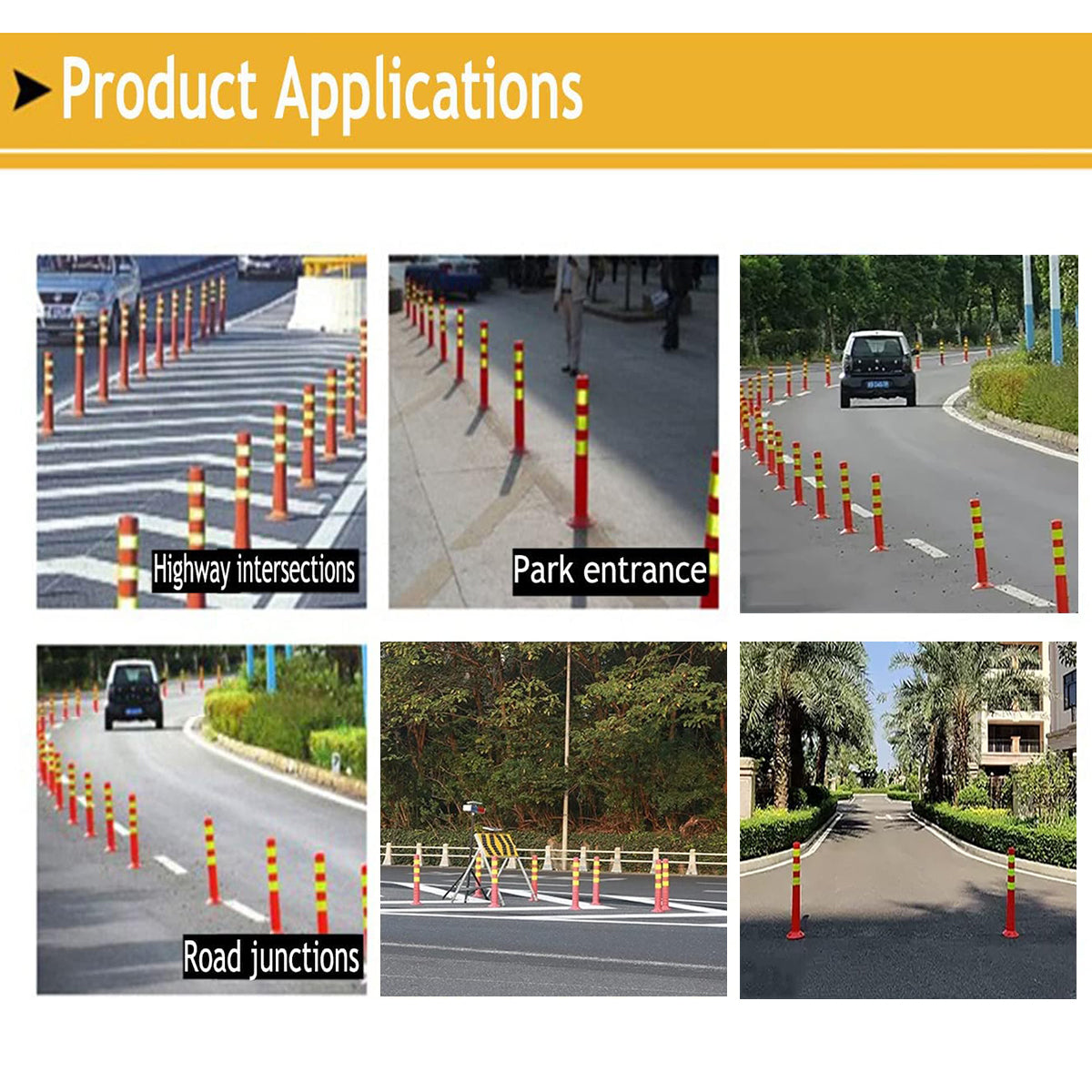 Plastic Safety Traffic Cones Impact Resistant Road Warning 2PCS