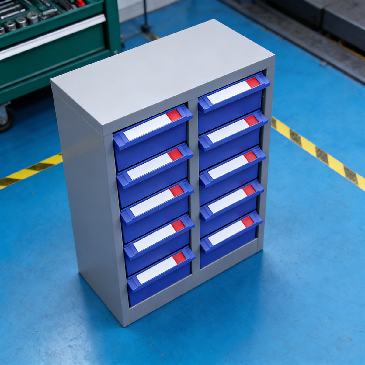 10 Drawer Parts Storage Cabinet Metal Frame Organizer 32x22x28cm