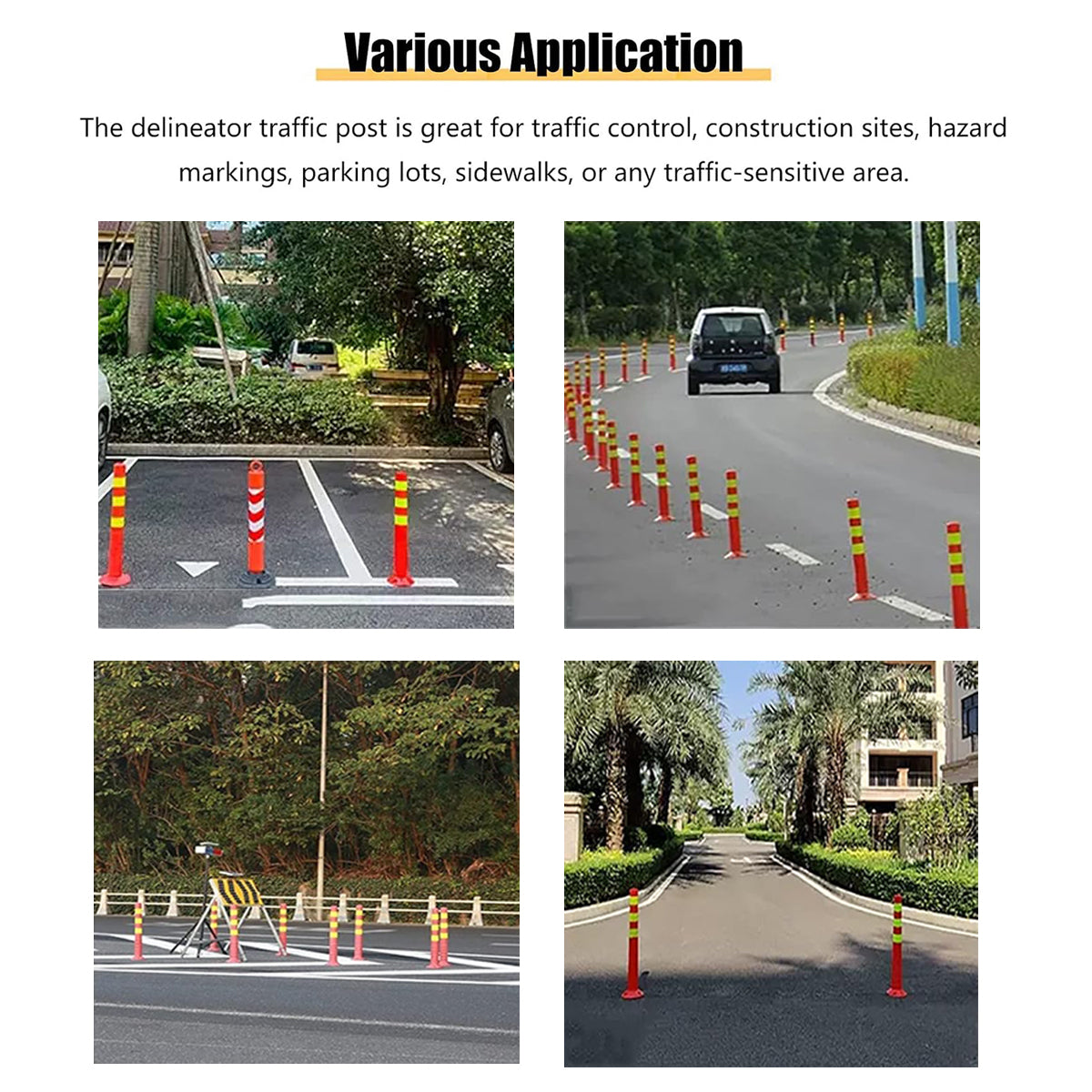 Plastic Safety Traffic Cones Impact Resistant Road Warning 2PCS