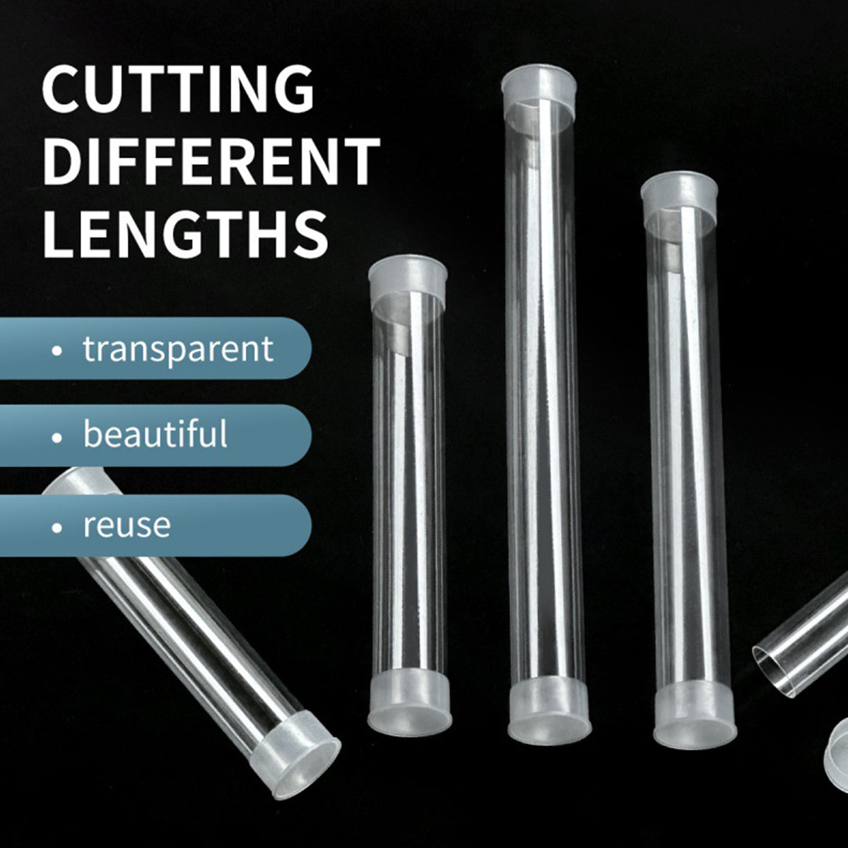 Transparent PC Packaging Tube with Lid Plastic Storage Tube 20PCS