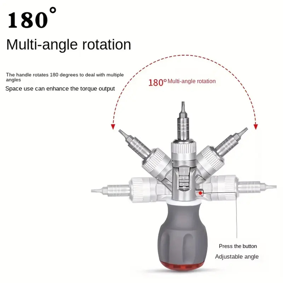8-in-1 Multi-Angle Ratchet Screwdriver with CR-V Steel Bits