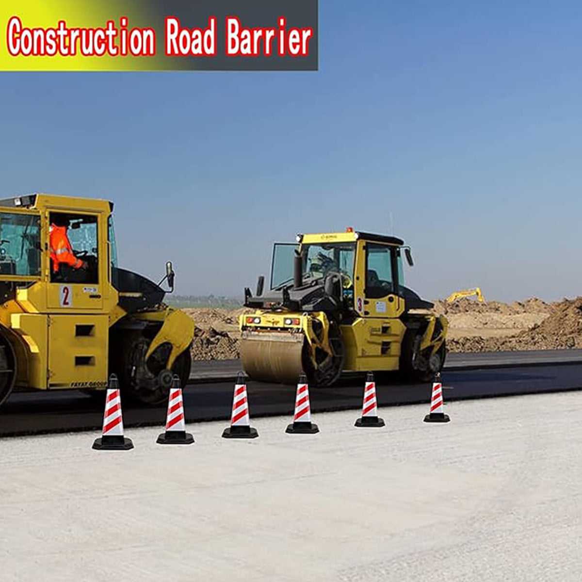 2PCS Rubber Traffic Safety Cones Flexible Reflective for Construction Sites