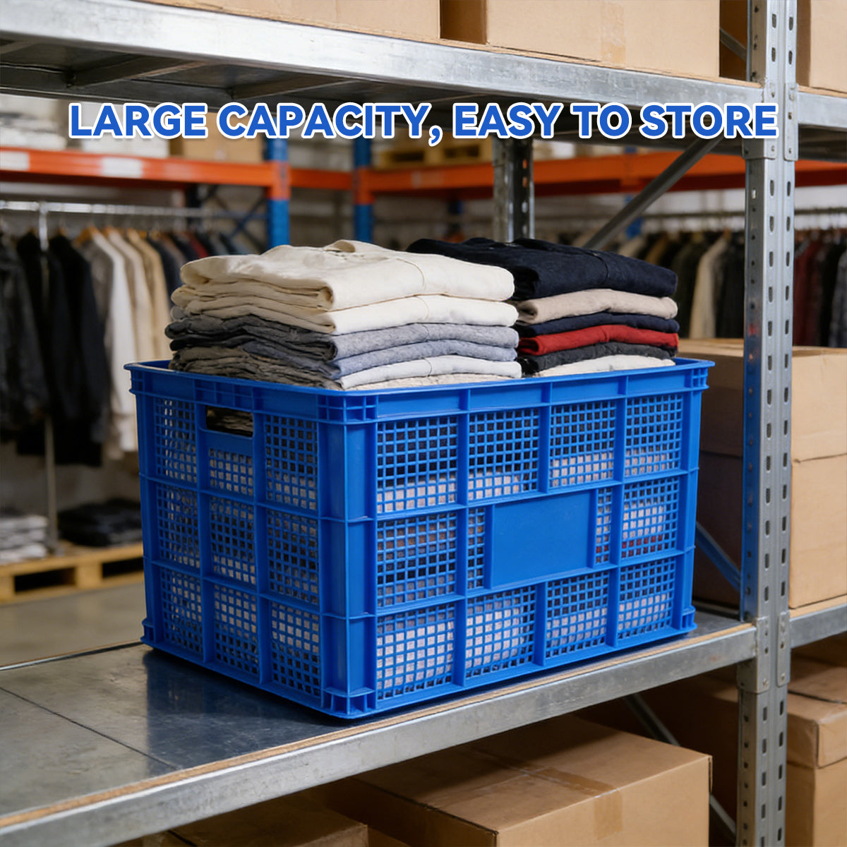 Heavy Duty Plastic Storage Basket Tote Box Large Capacity 2PCS